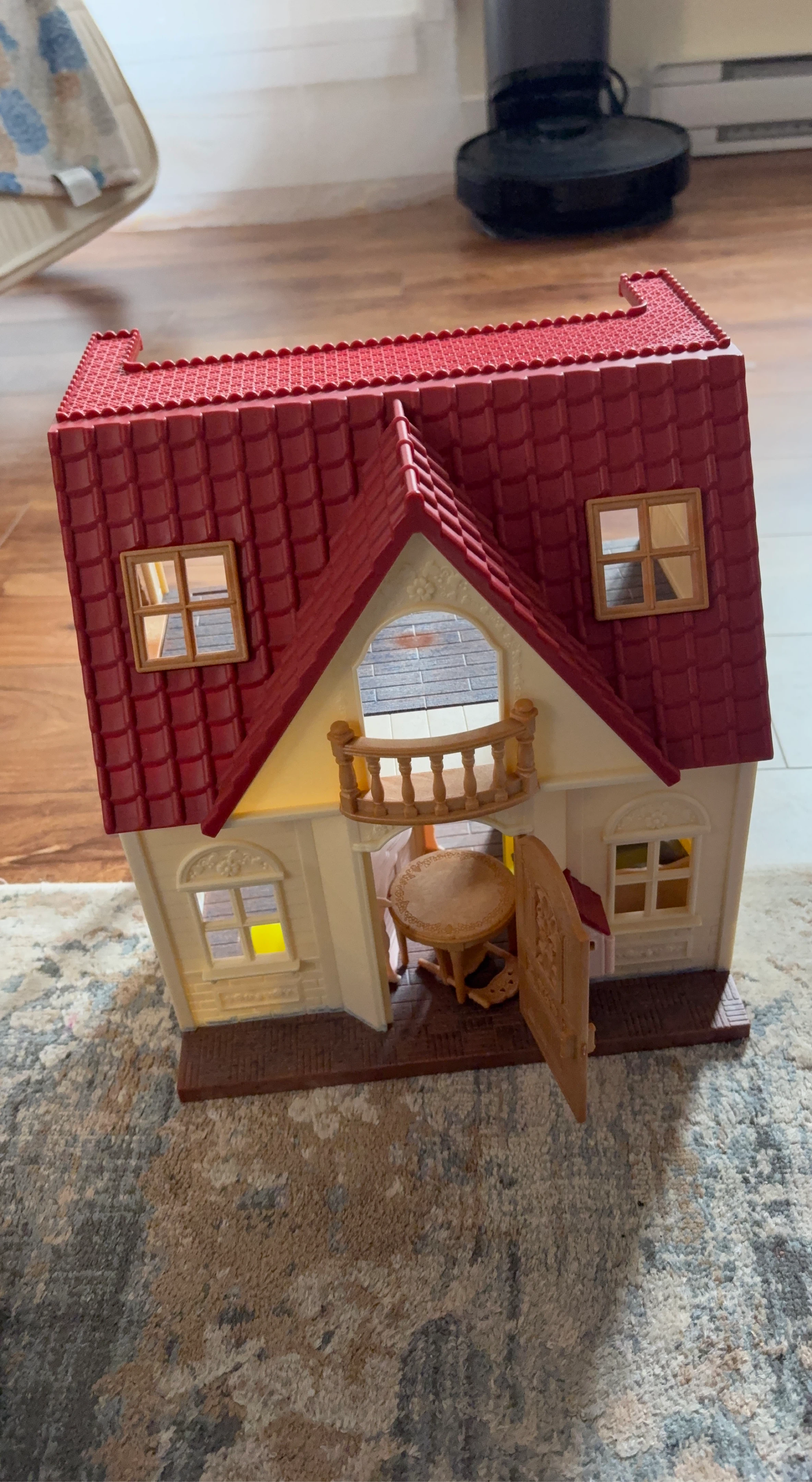 Red Roof Dollhouse with Furniture