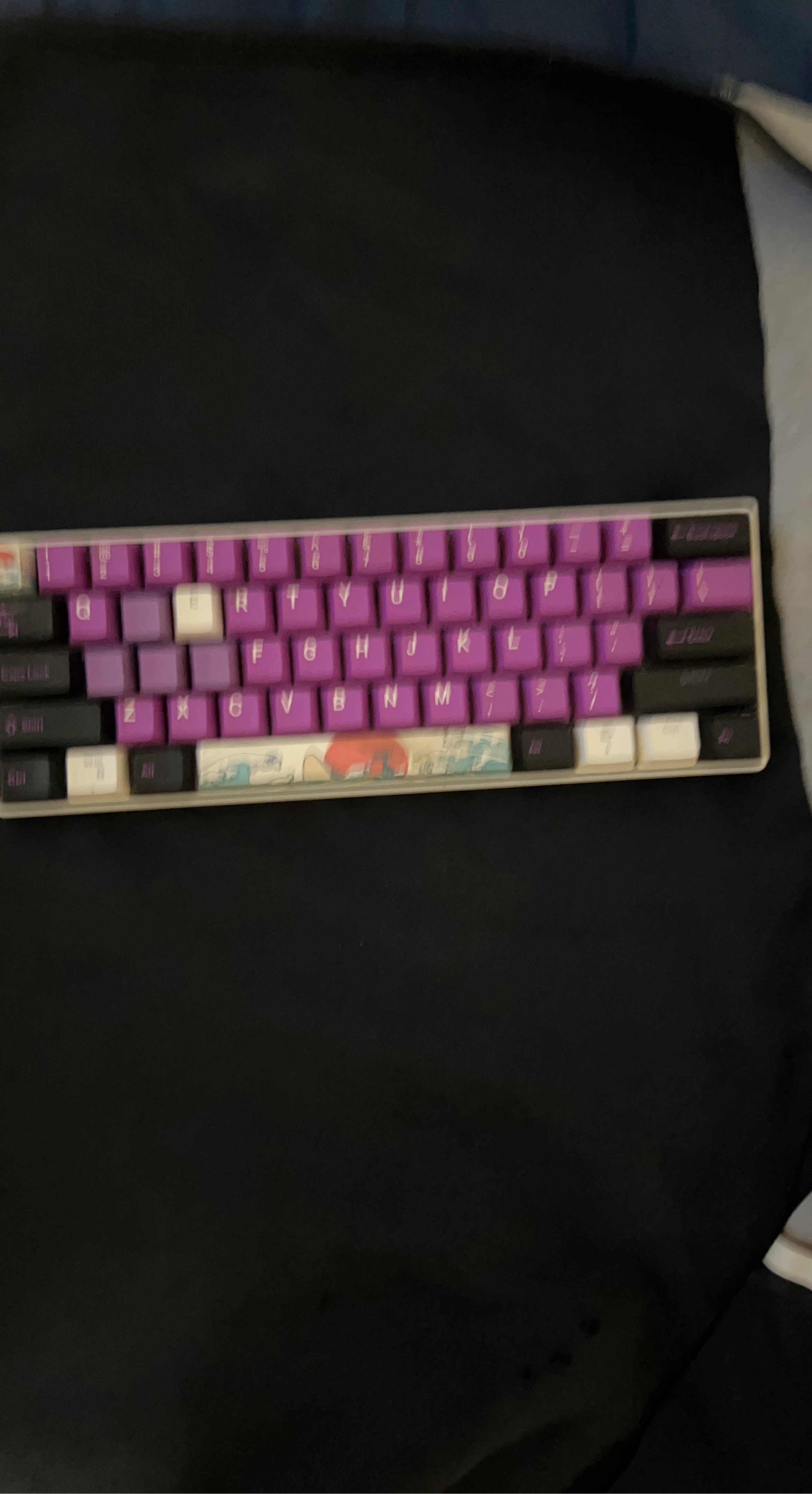 60% Mechanical Keyboard - Purple and Black Keycaps