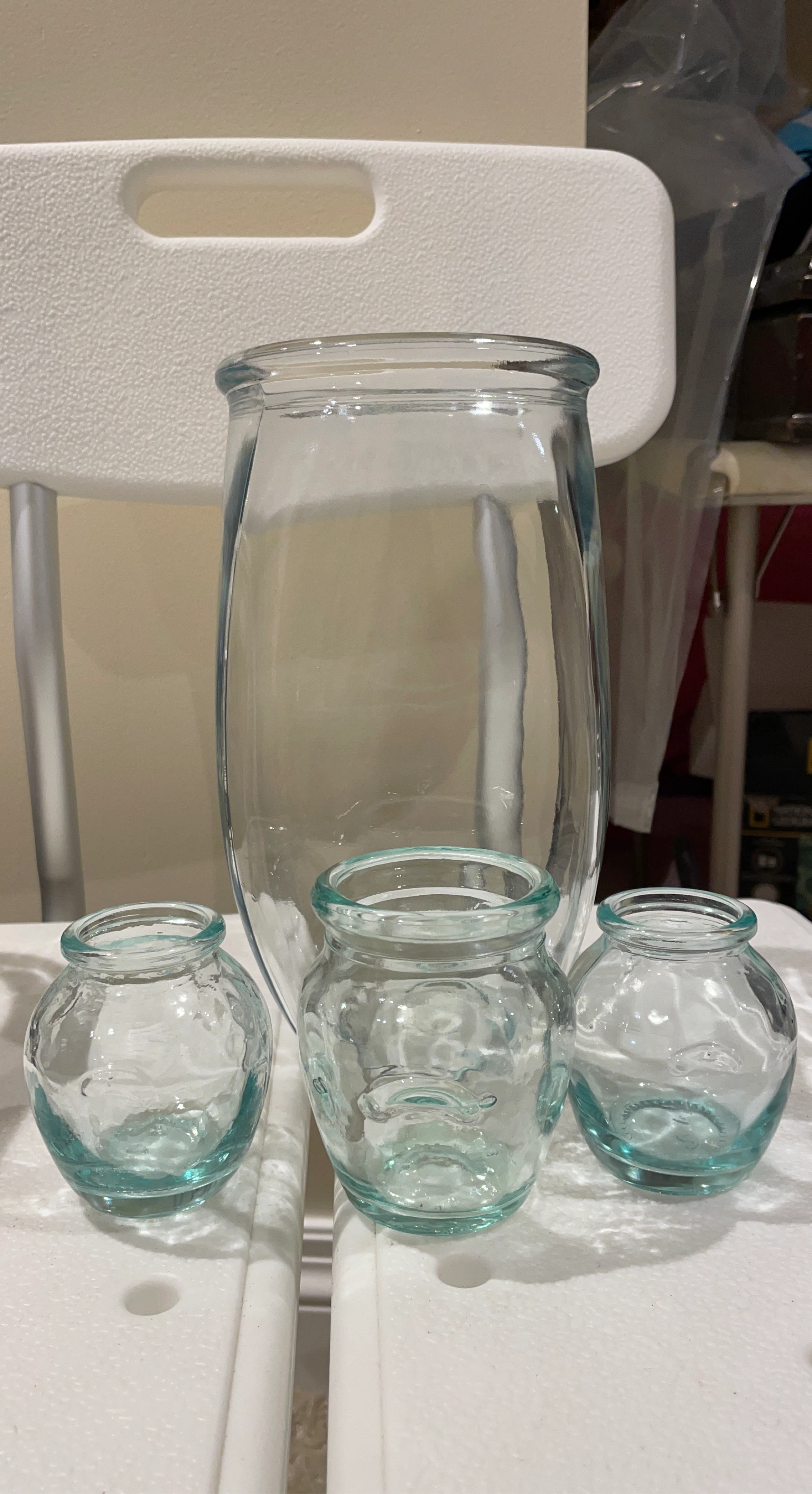 Set of 4 Clear Glass Vases