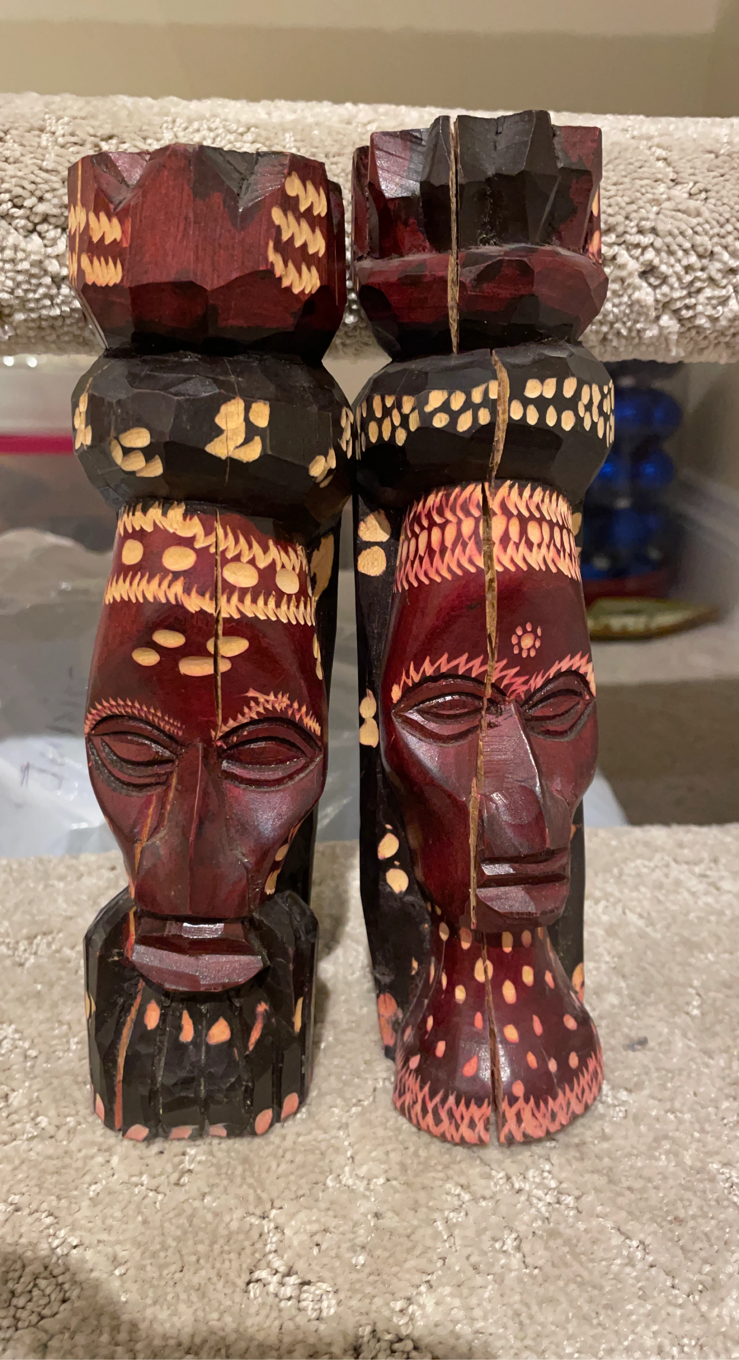 Hand Carved Wooden Figures (Pair)