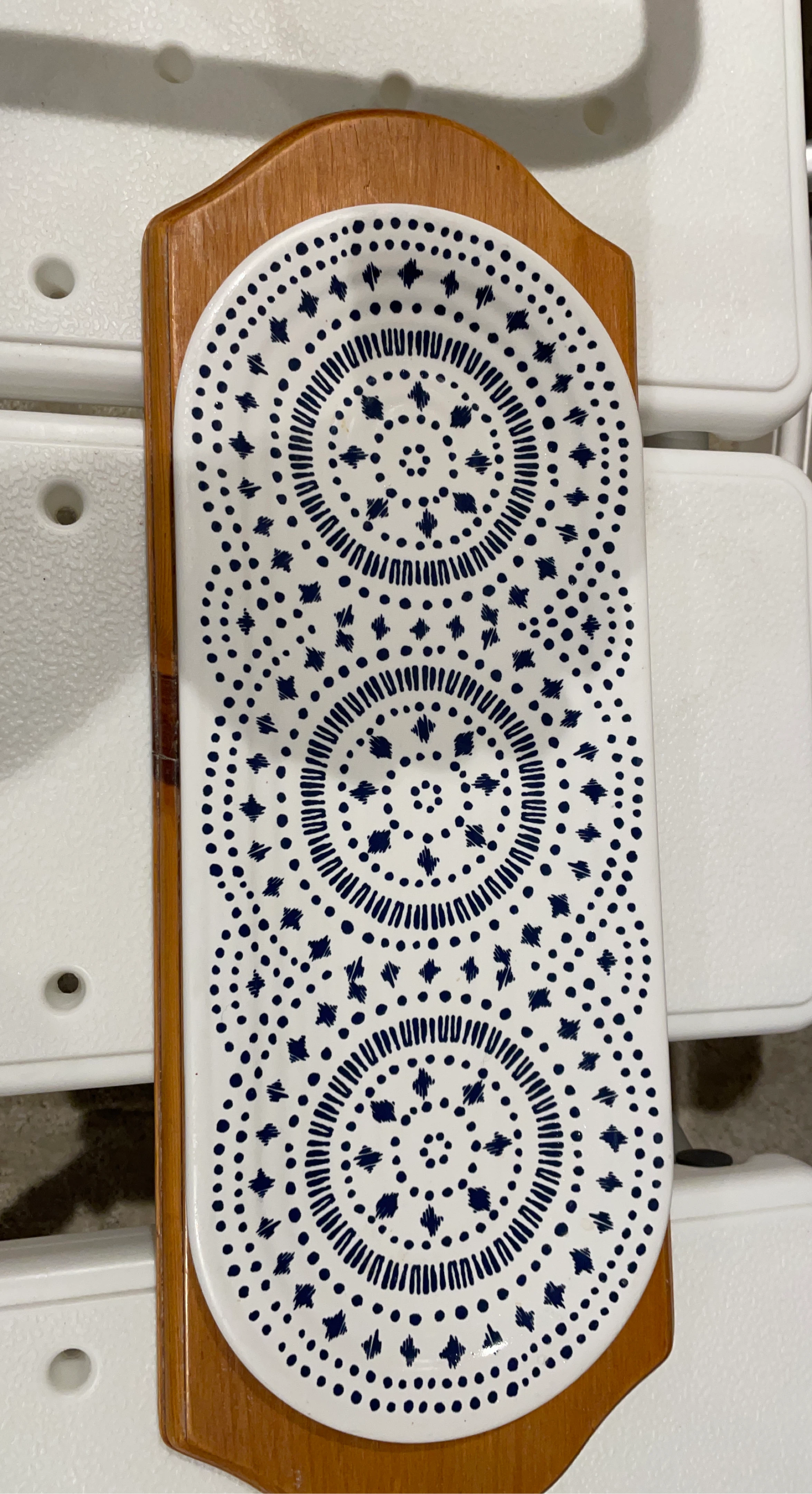 Decorative Ceramic Tray with Wooden Back