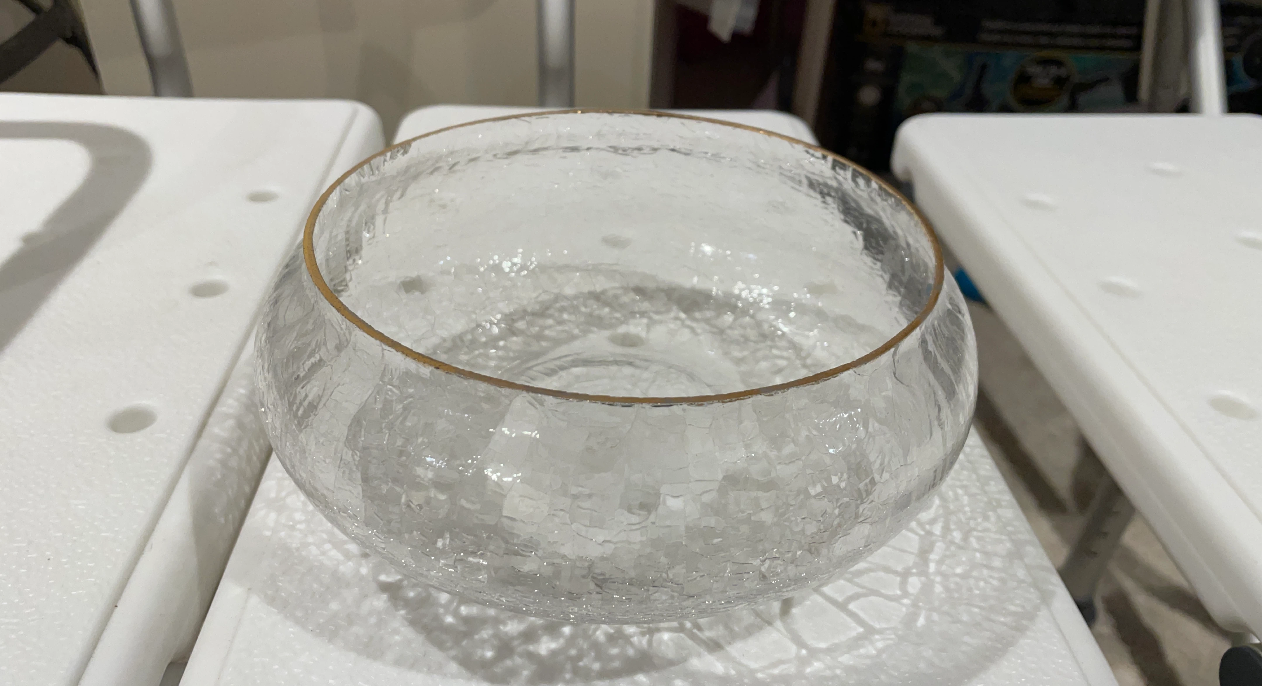 Textured Glass Bowl with Gold Rim