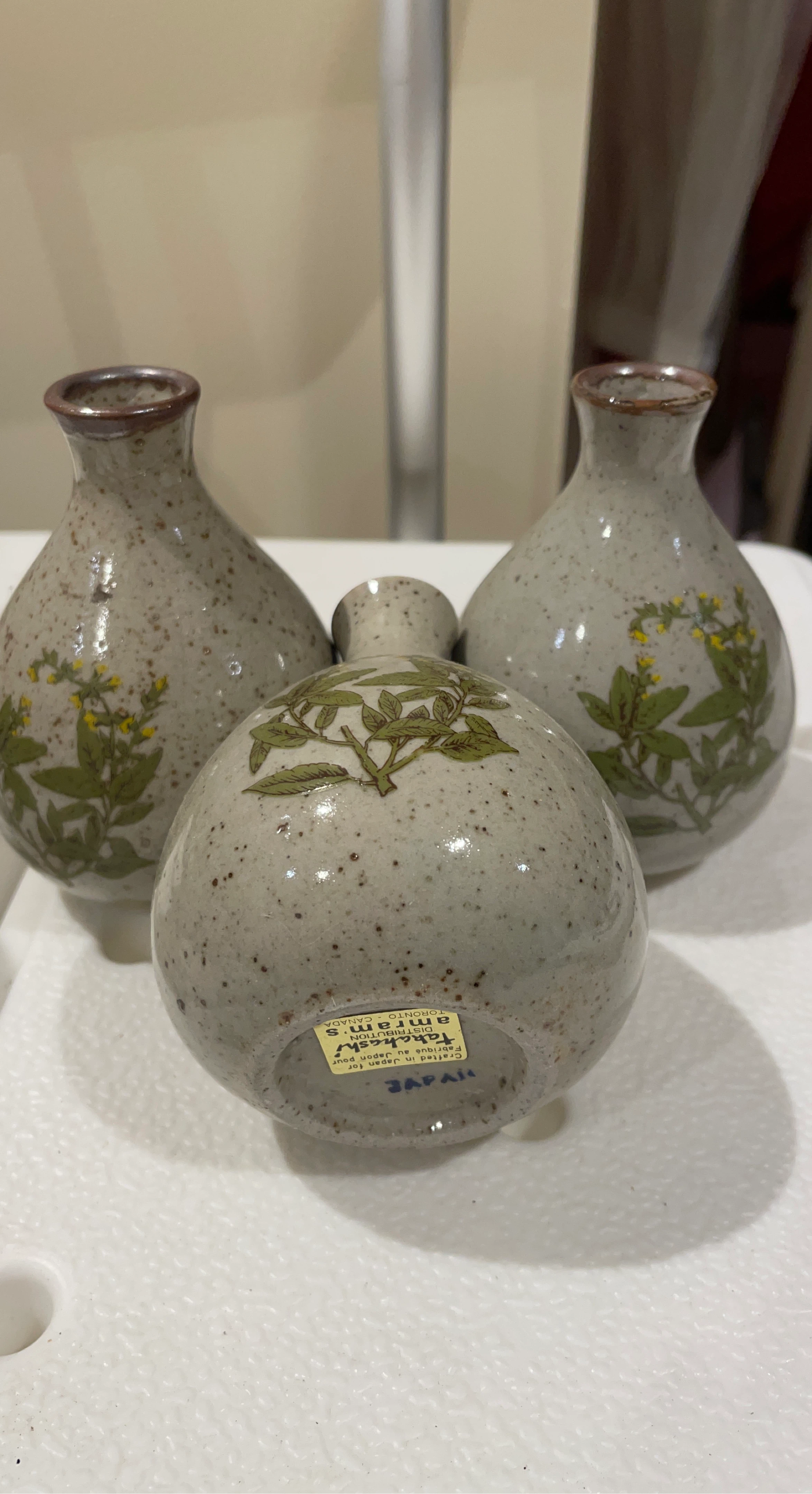 Set of 3 Vintage Takahashi Ceramic Vases