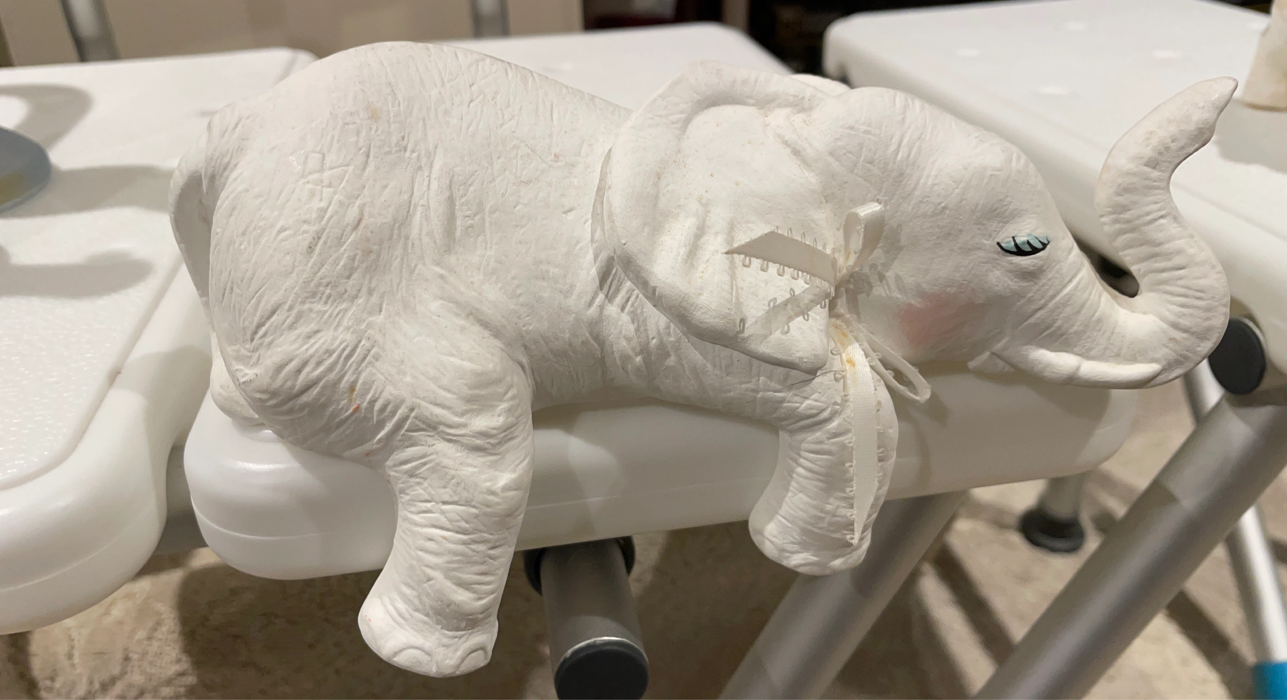 White Ceramic Elephant Figurine