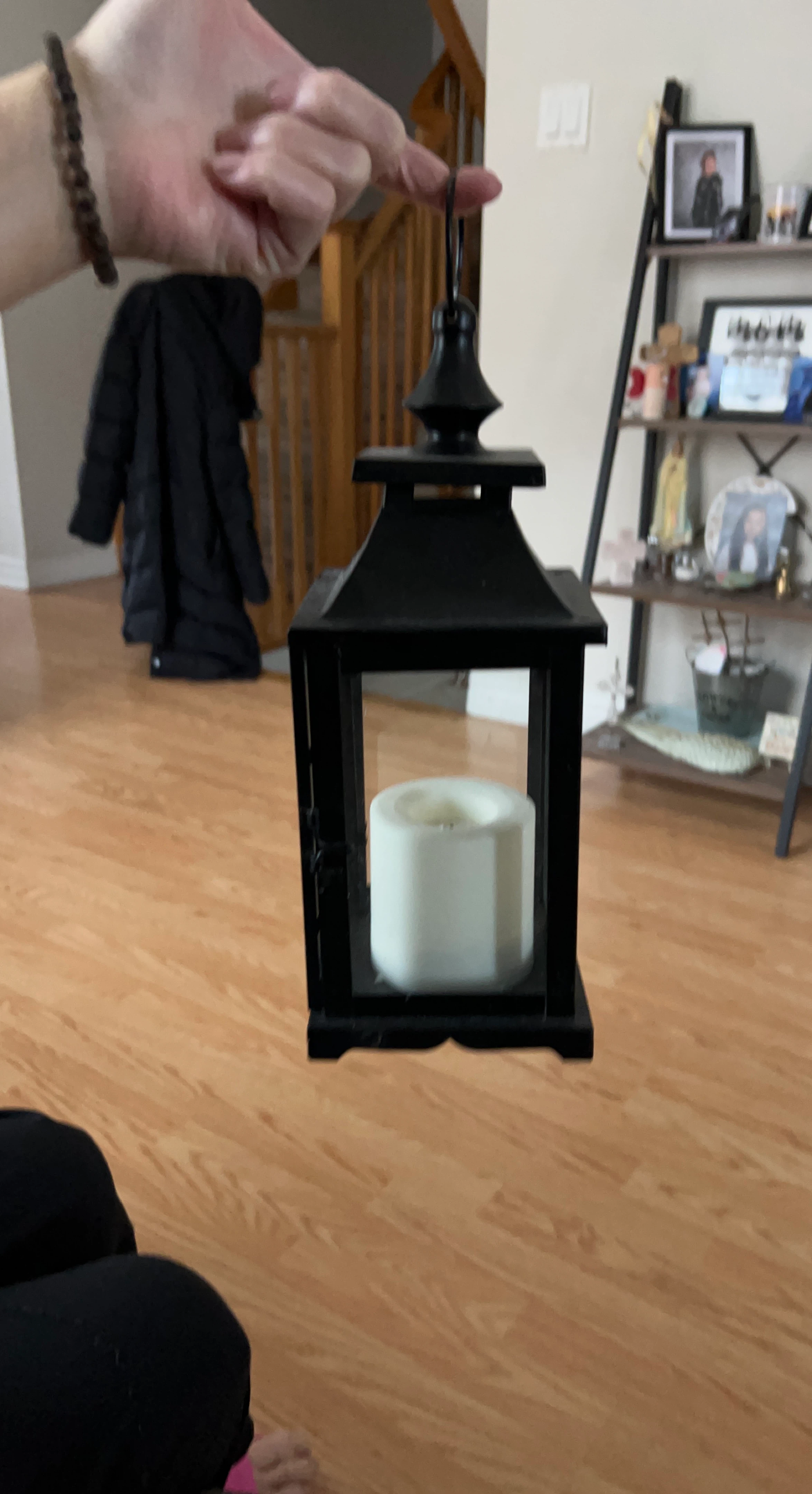 Black Metal Lantern with LED Candle