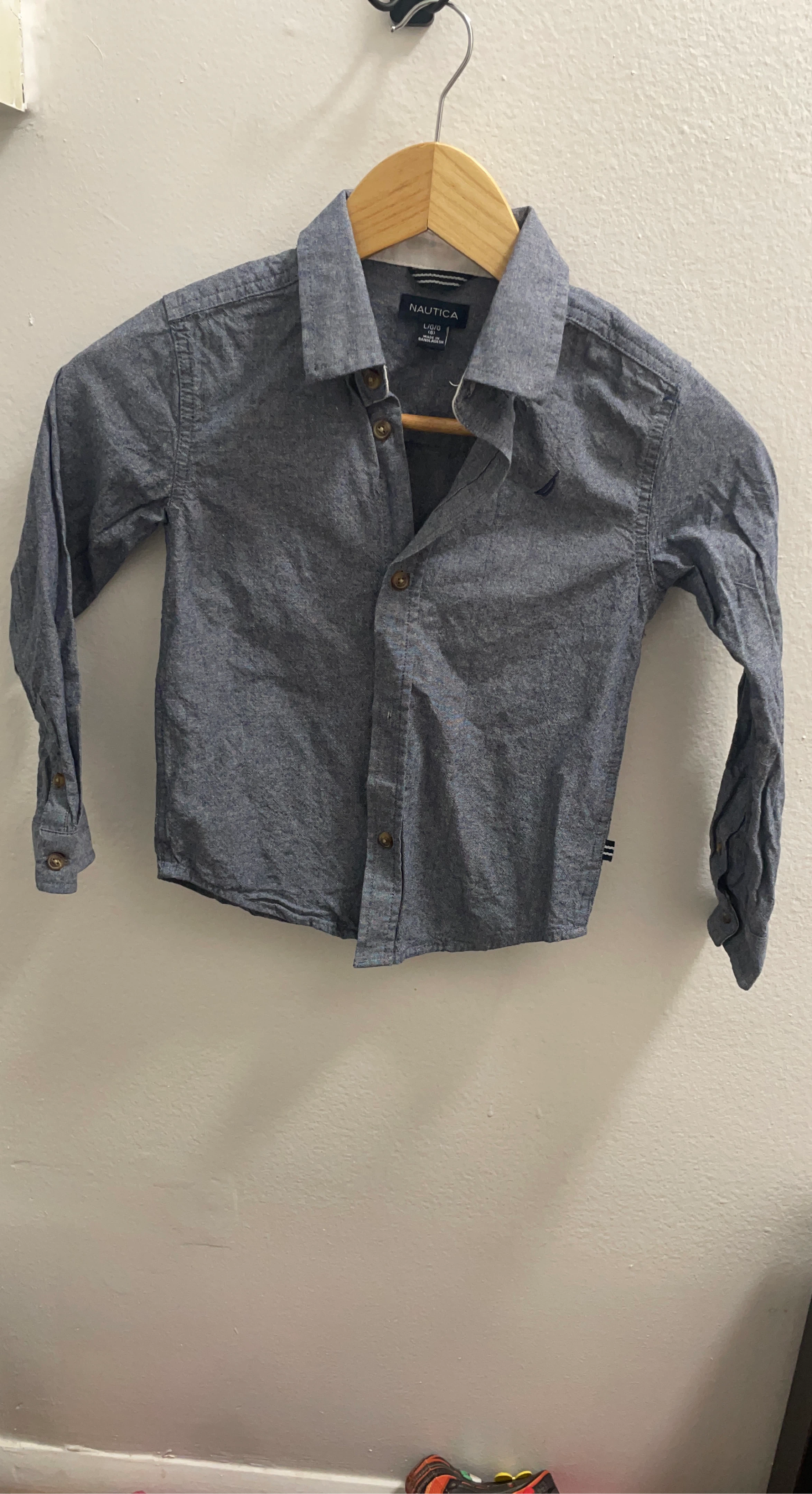 Nautica Boys Button-Down Shirt - Gray, Size L/G