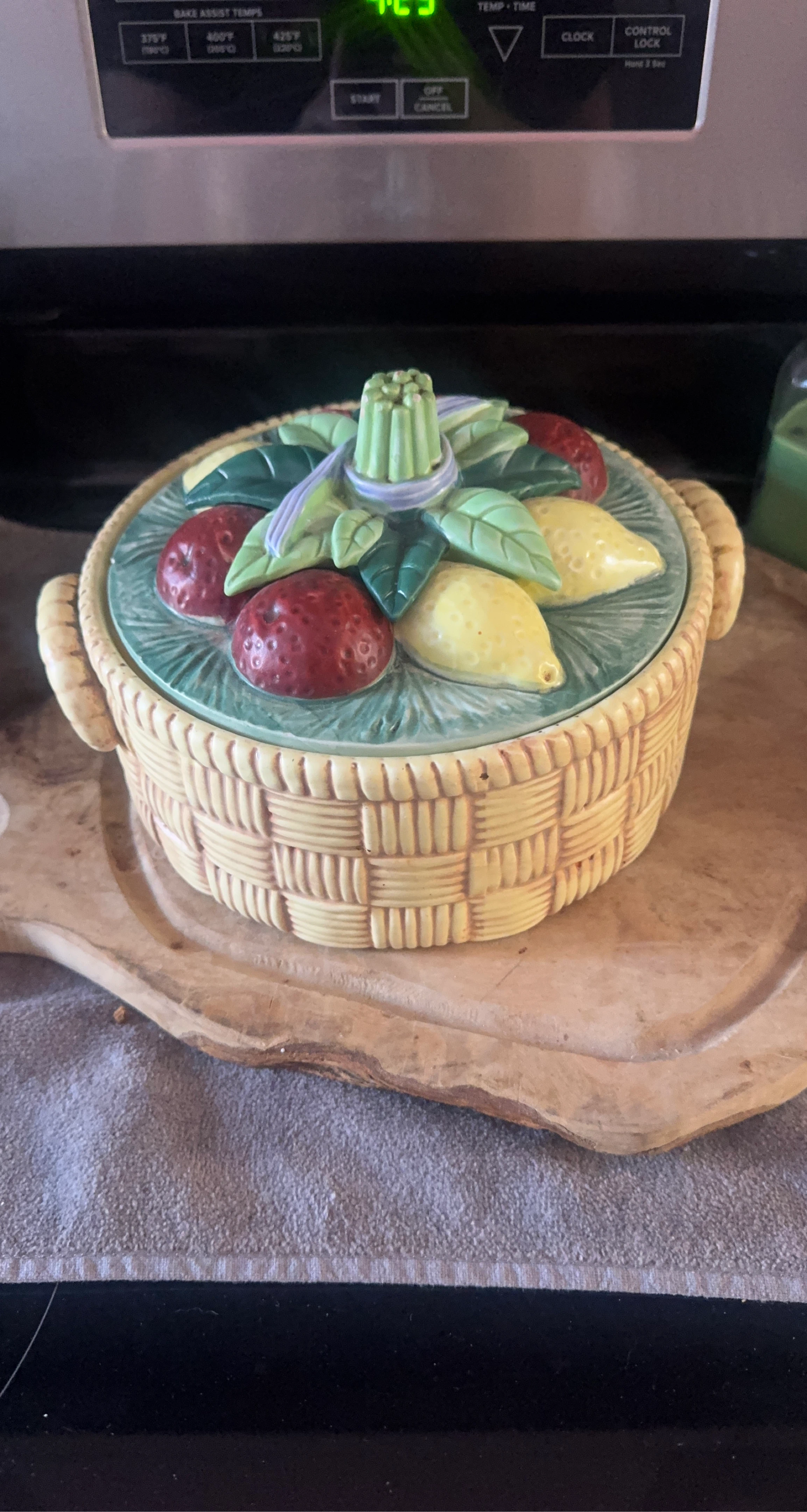 Vintage Fruit Basket Ceramic Dish