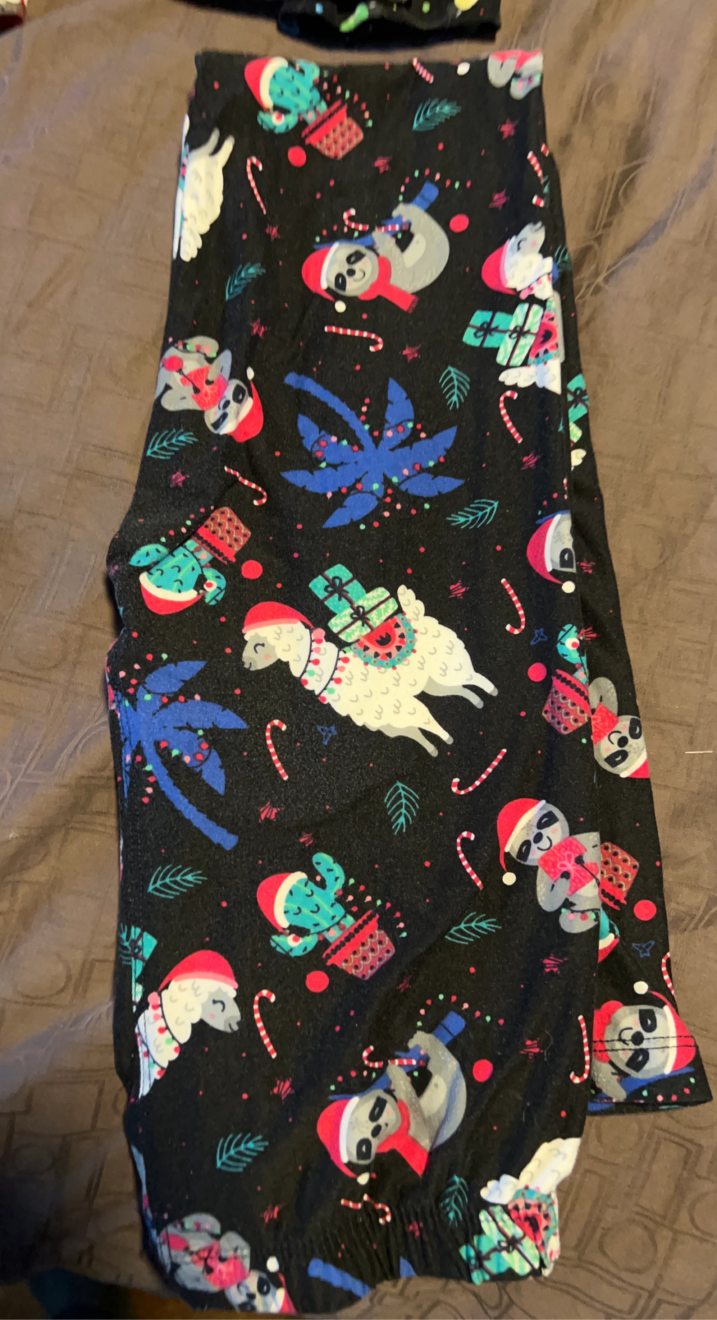 Christmas Sloth & Llama Print Leggings (Kids 10-12)