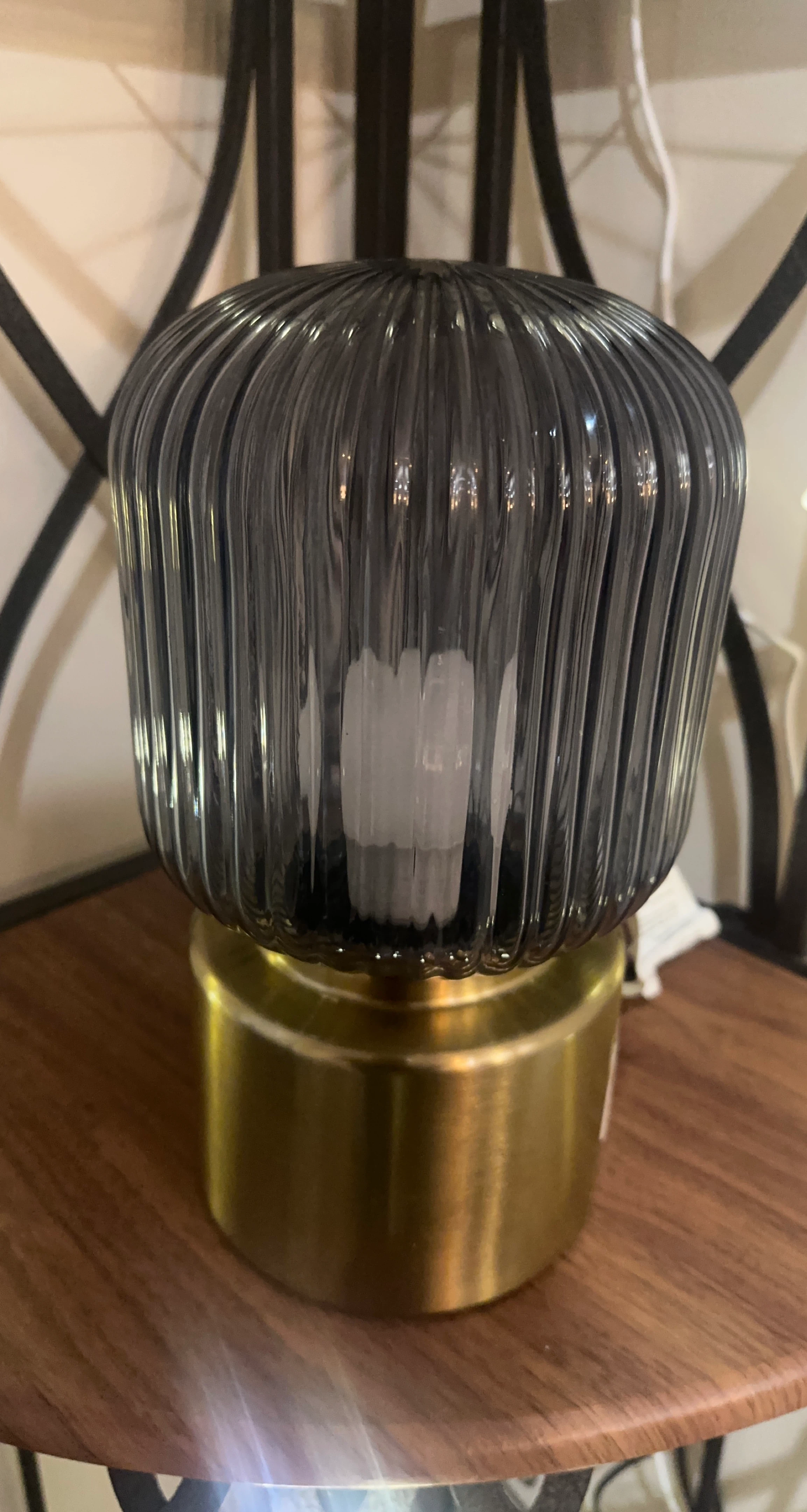 Ikea Grey Glass Table Lamp with Brass Base - photo 2