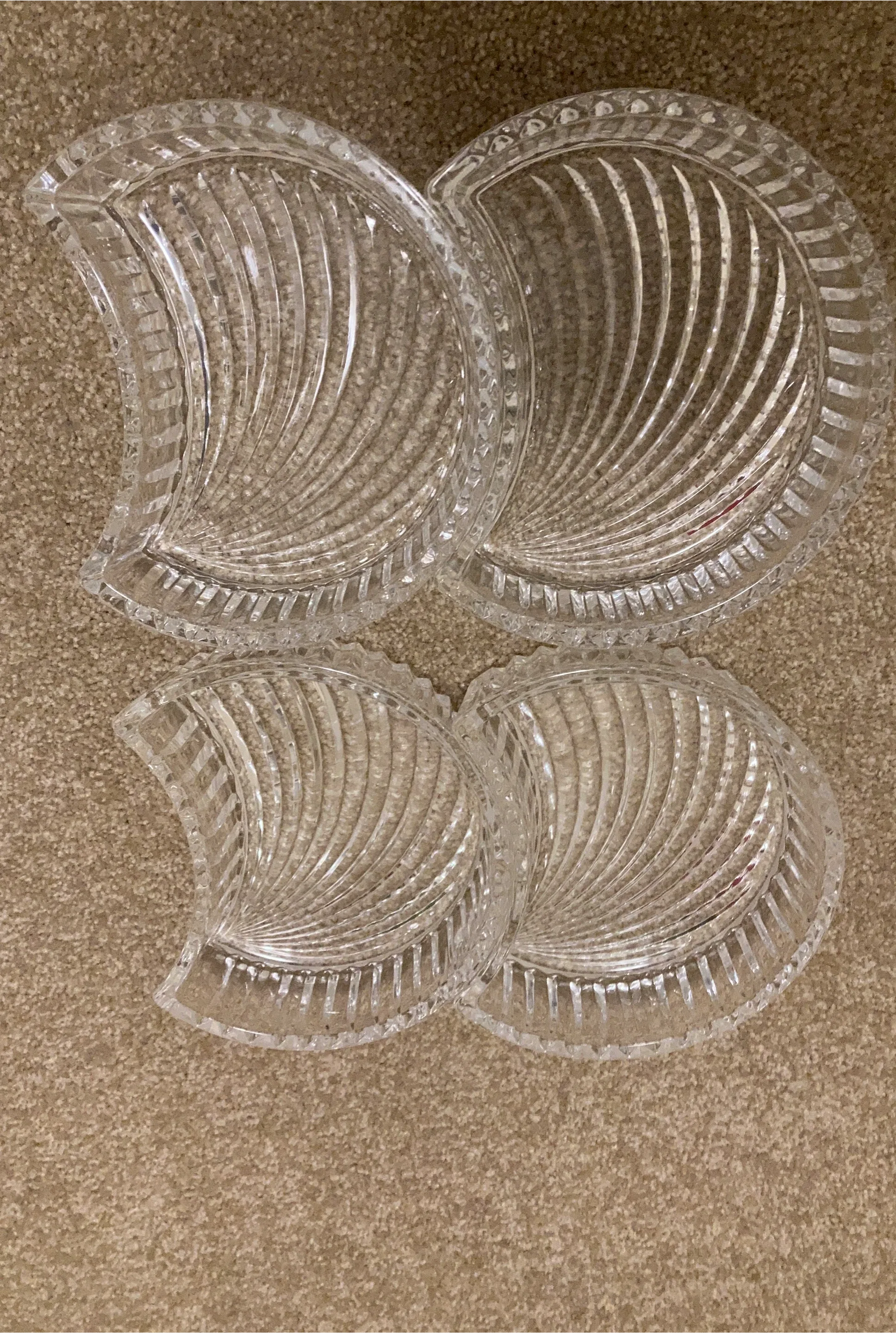 Set of 4 Crystal Glass Dessert Bowls