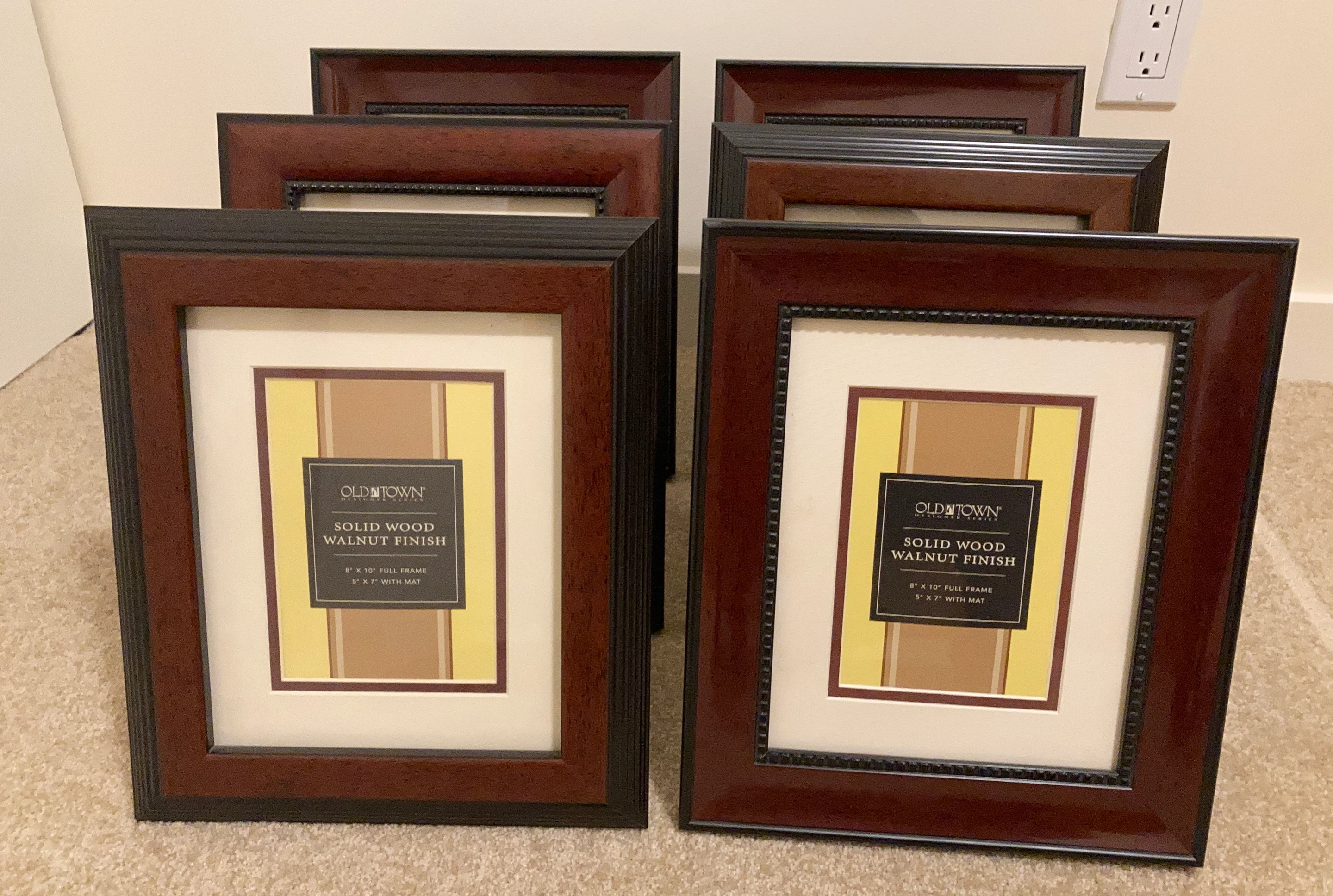 Old Town Solid Wood Walnut Finish Picture Frames (Set of 6)