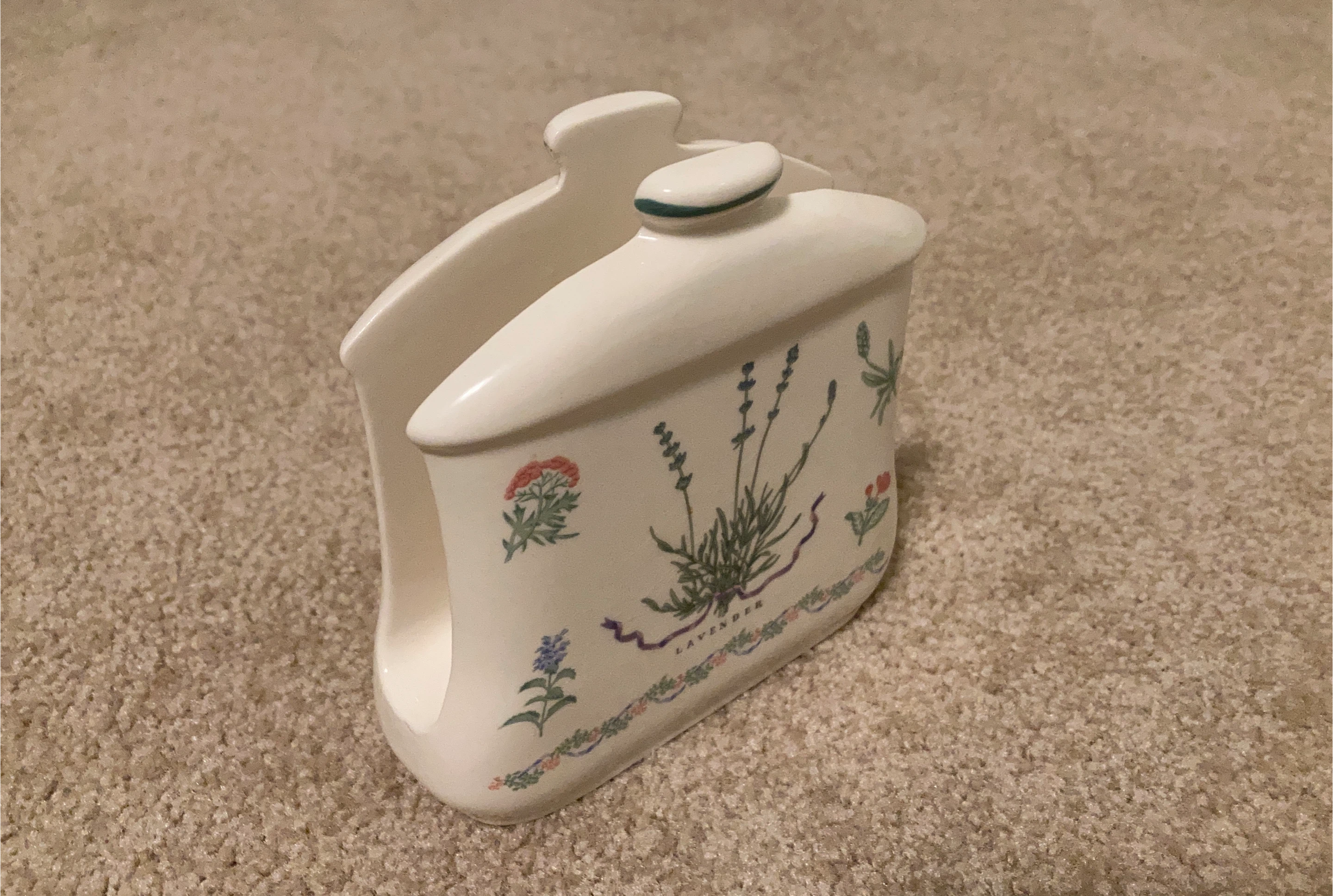 Ceramic Napkin Holder with Lavender Design