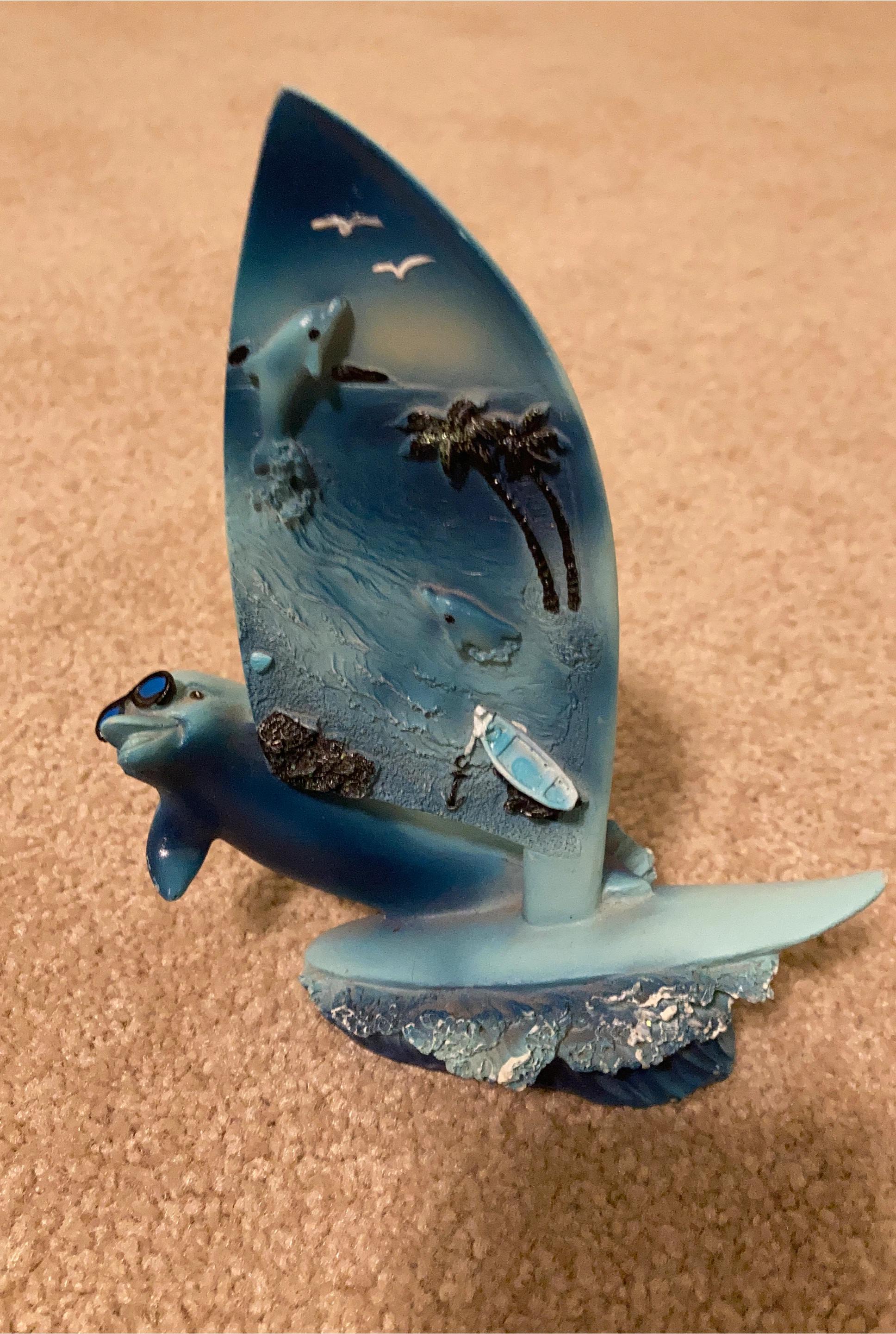 Dolphin and Surfboard Figurine