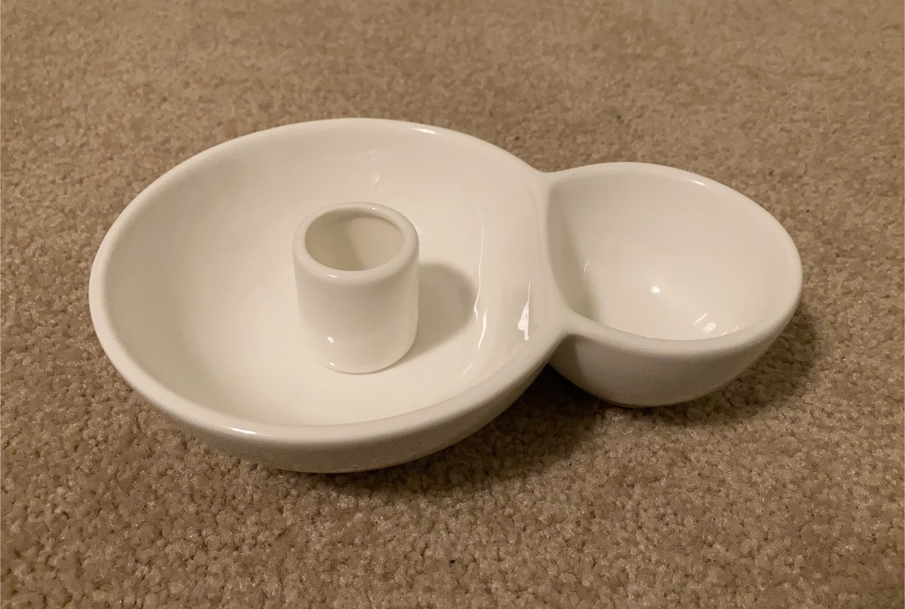 White Ceramic Candle Holder with Divided Dish