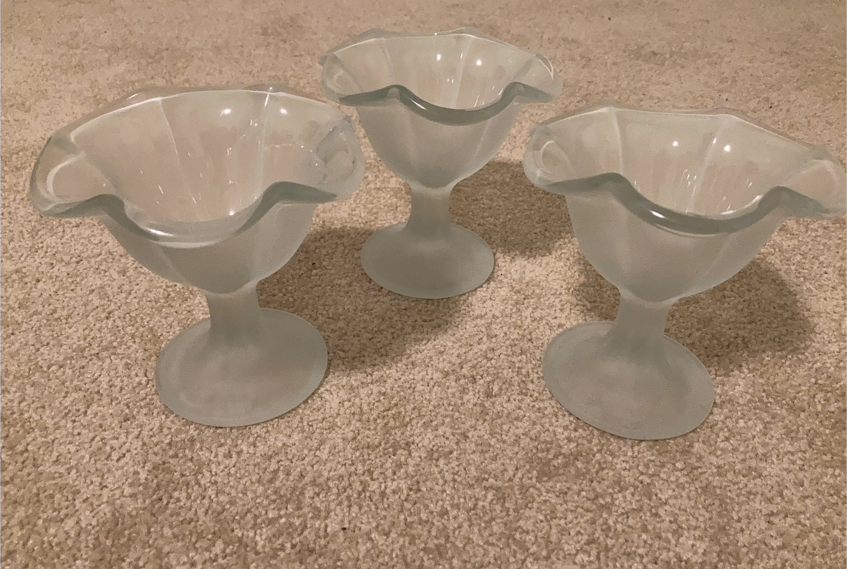 Set of 3 Frosted Glass Sundae Dishes