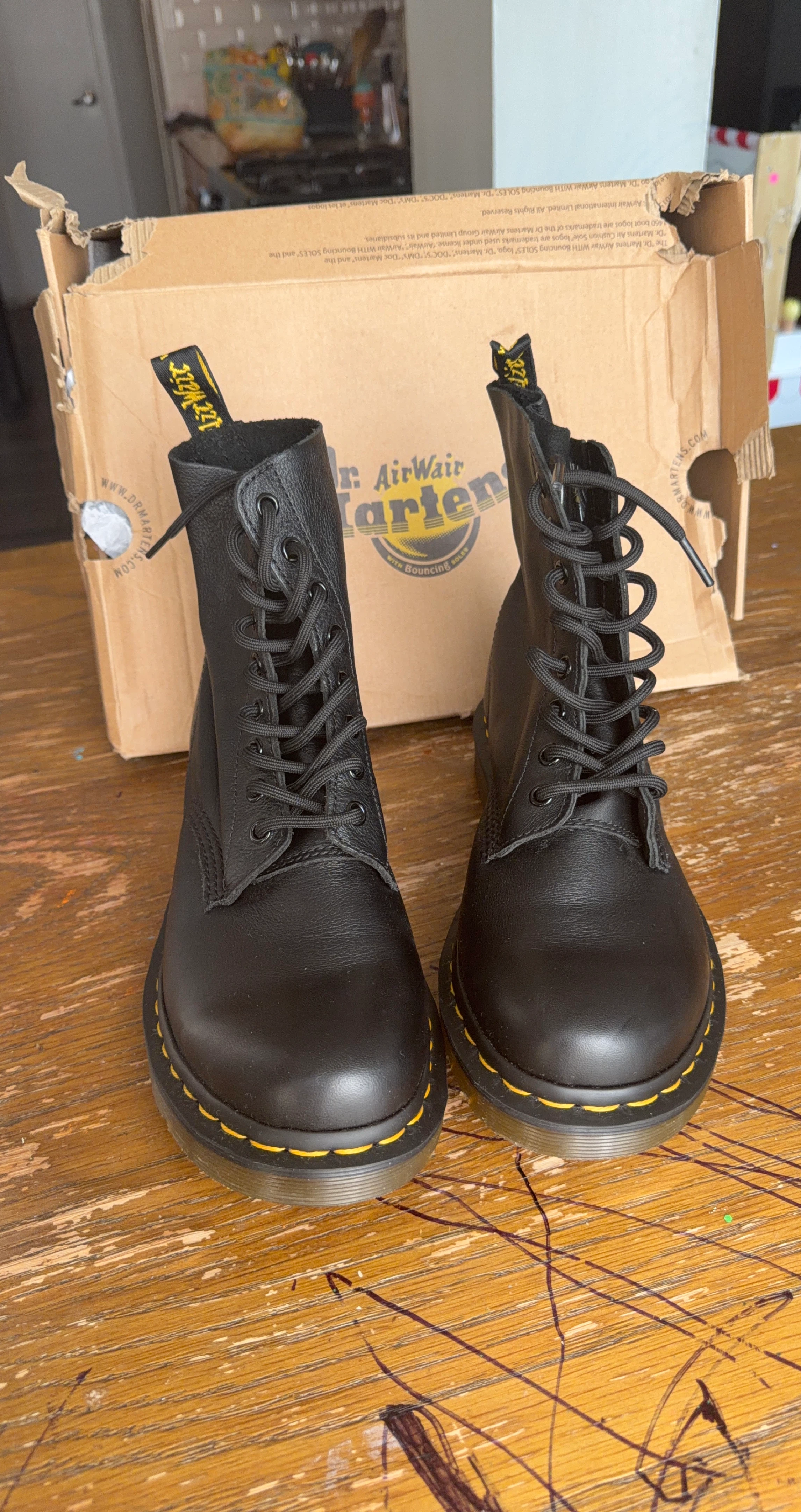 Dr. Martens Black Leather Lace-Up Boots