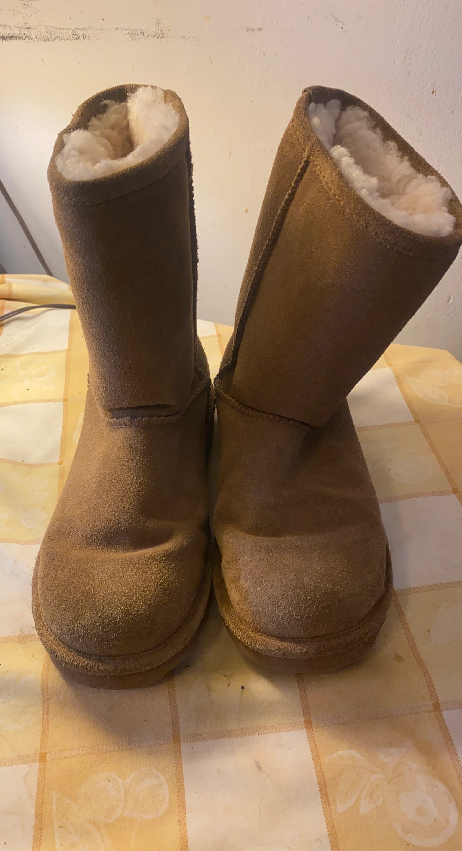 Brown Suede Sheepskin Lined Boots