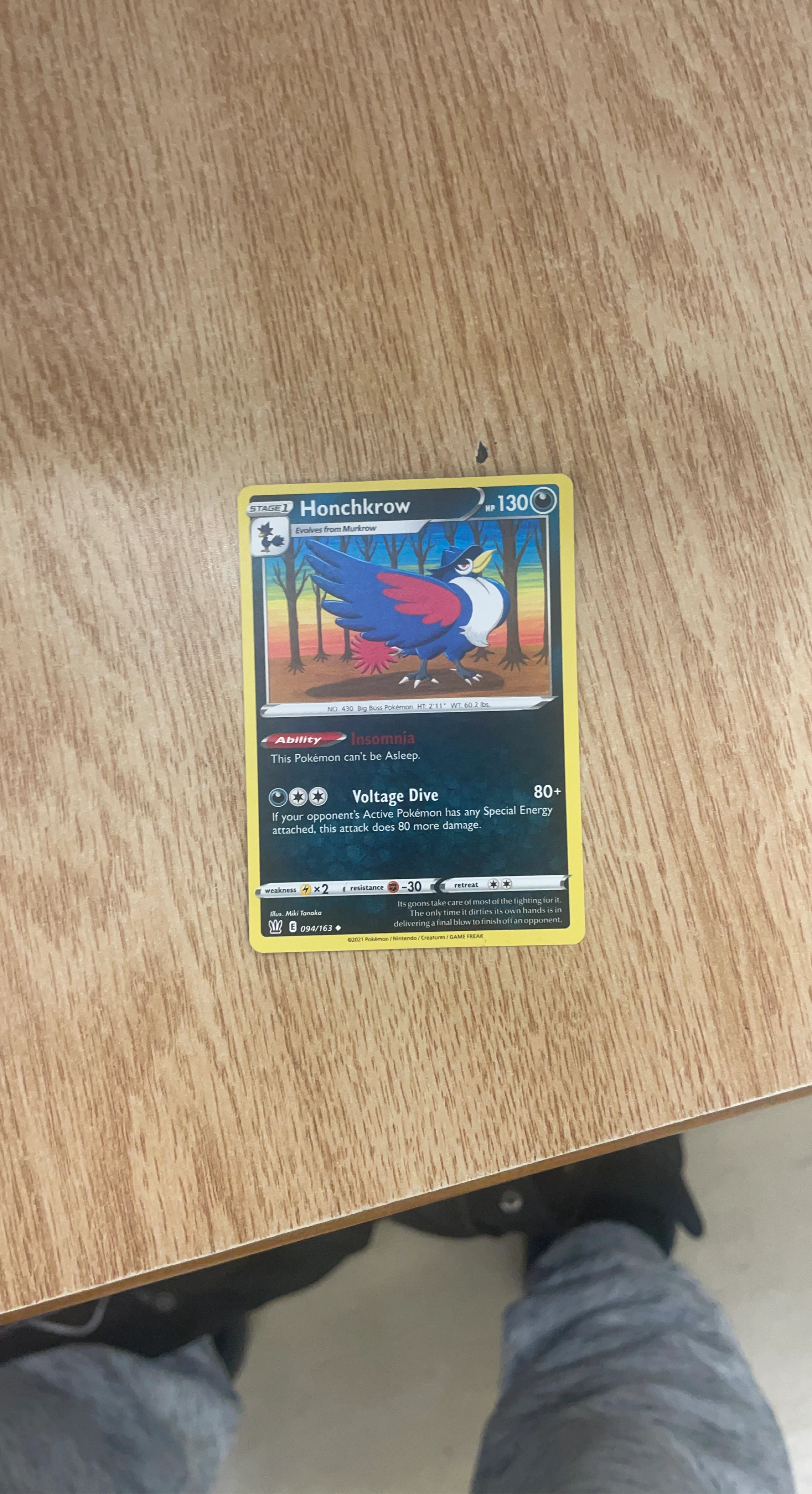 Pokémon Honchkrow Stage 1 Card 94/163