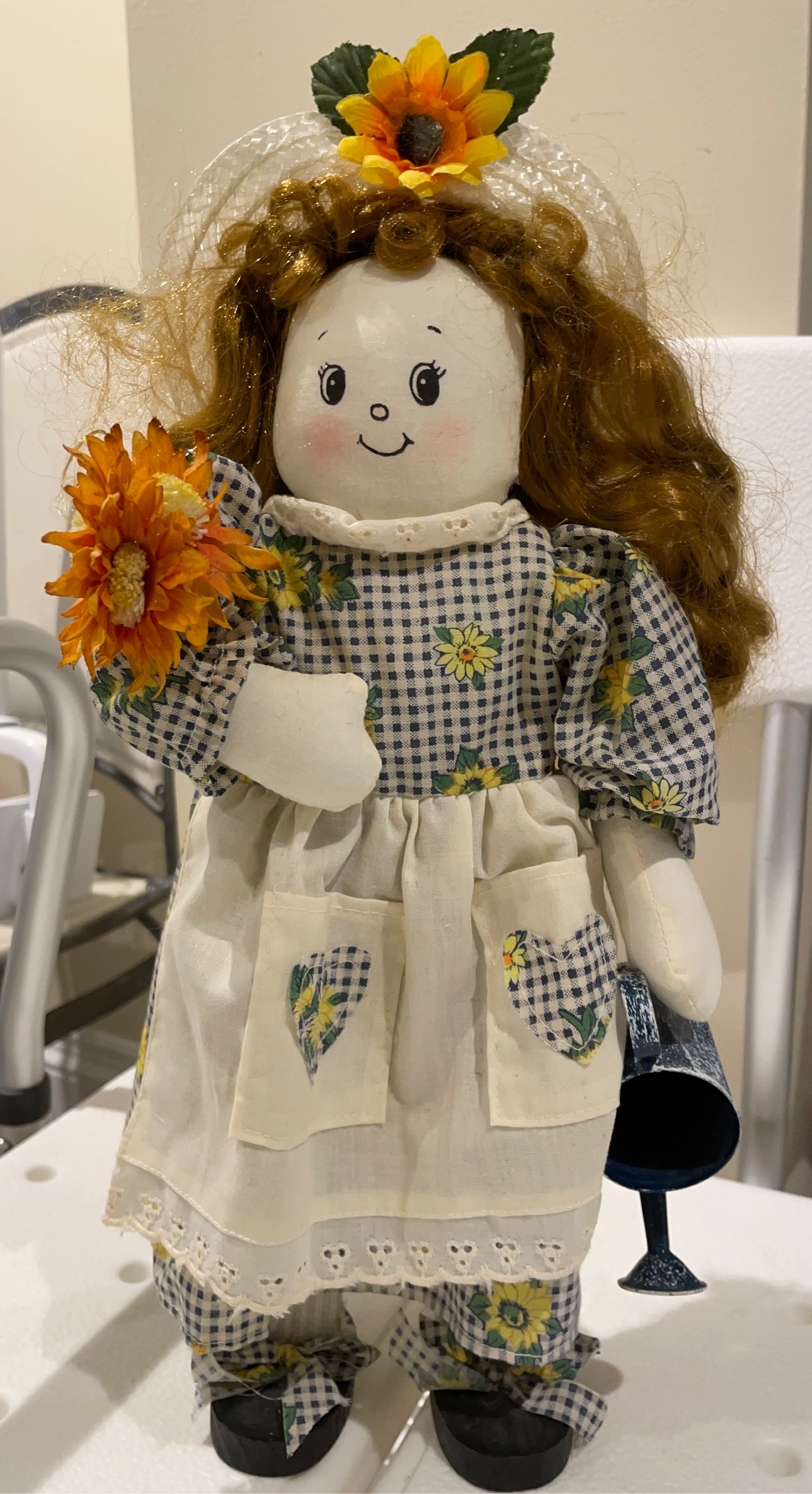 Decorative Rag Doll with Sunflower Accents