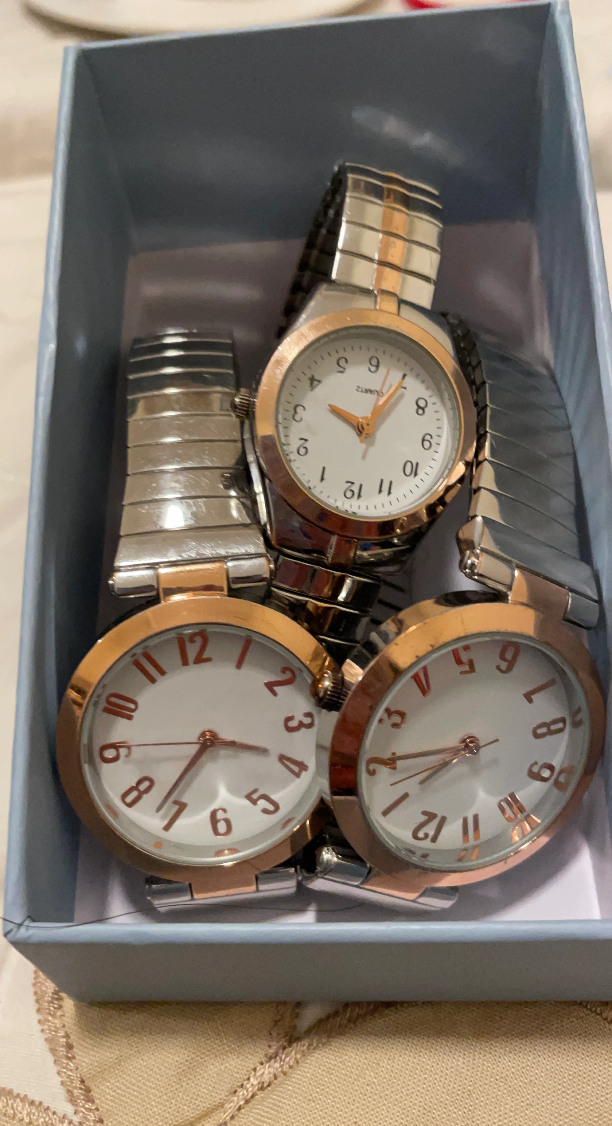 Set of 3 Women's Quartz Watches - Silver & Rose Gold Tone