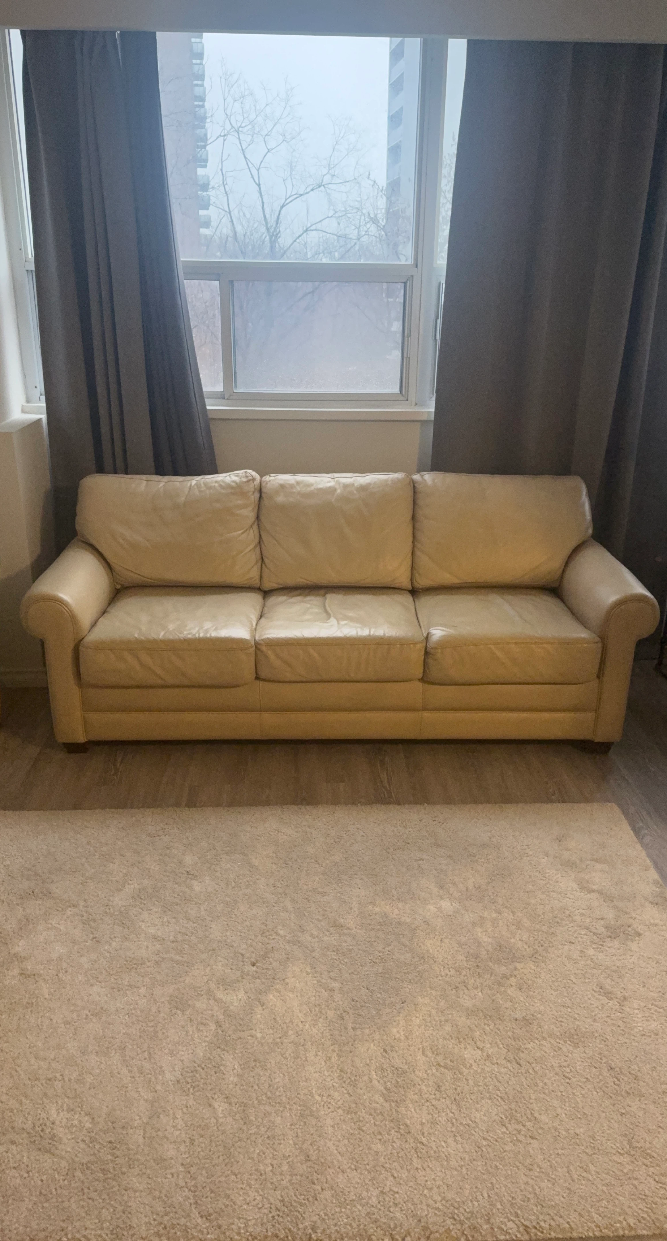 Cream Leather Sofa