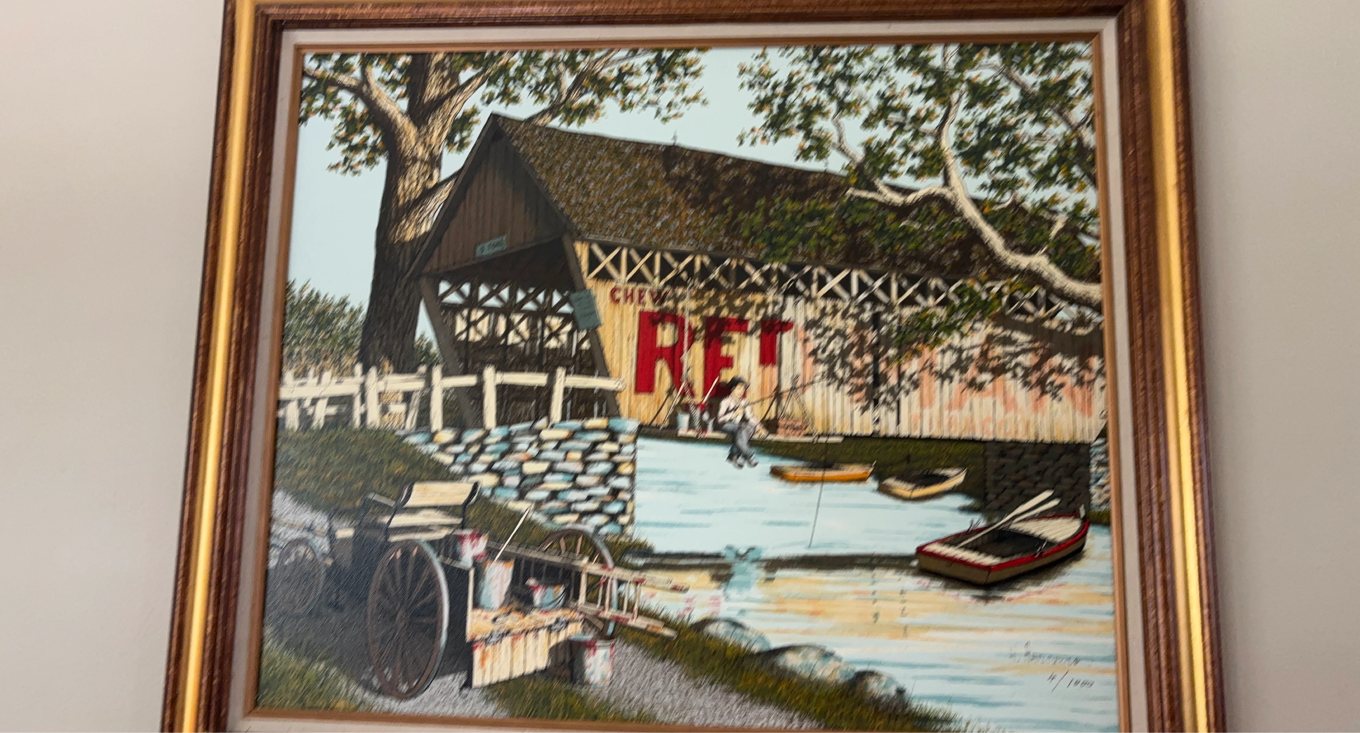 Original "Covered Bridge" Painting by H. Arnsdorf