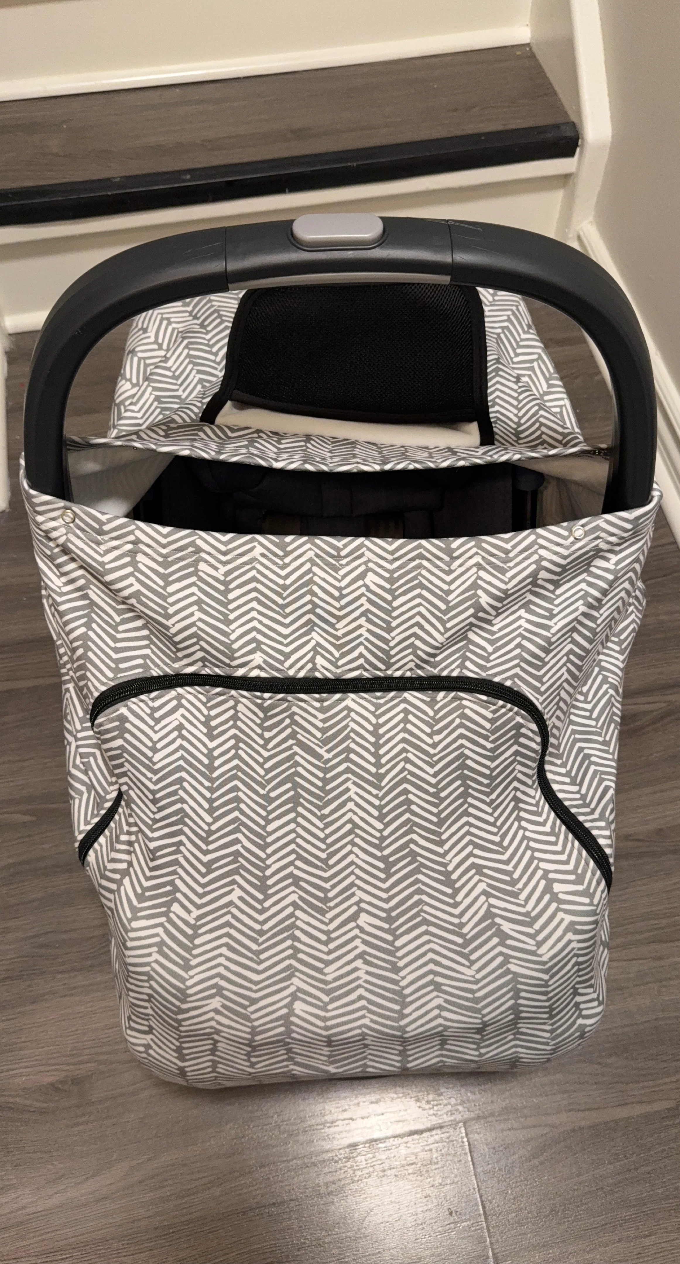 KeaBabies Warmzy Baby Car Seat Cover - Grey Chevron