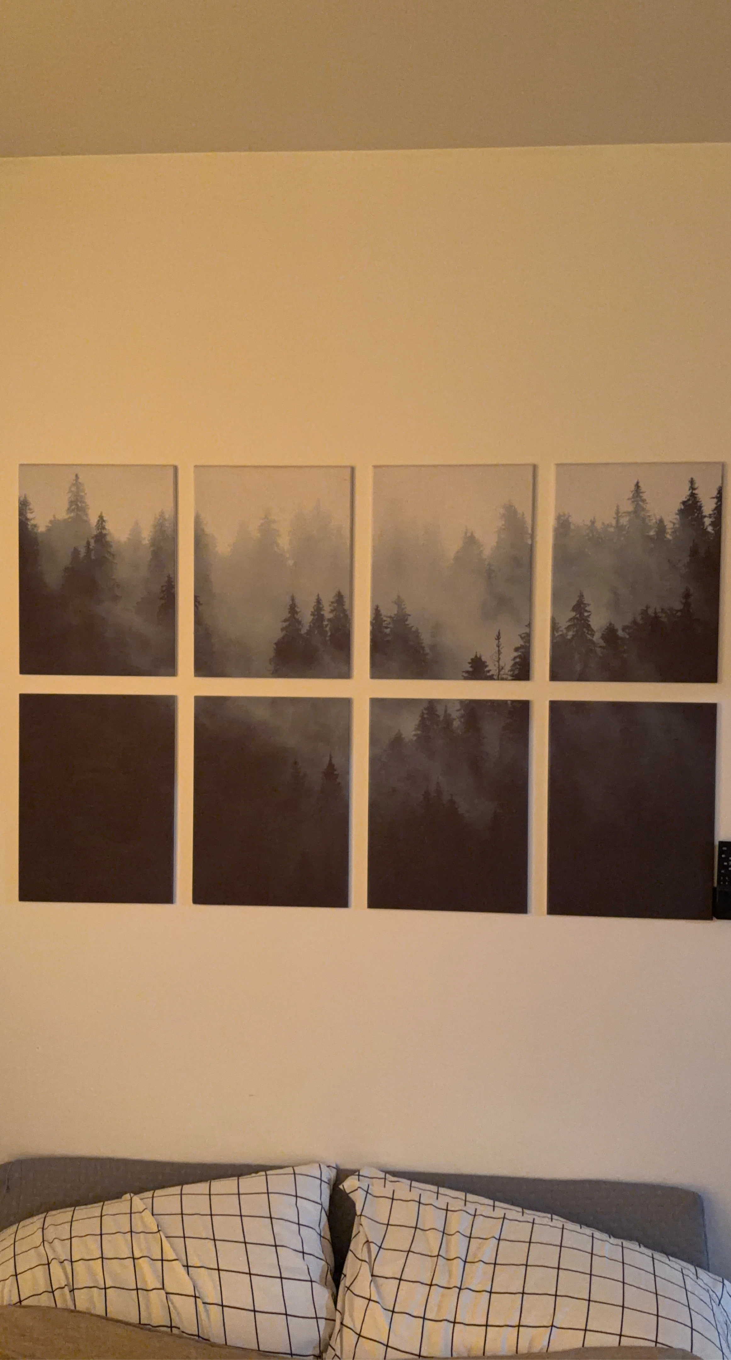 Set of 8 Sound Panels Wall Art Prints - Misty Forest Scene