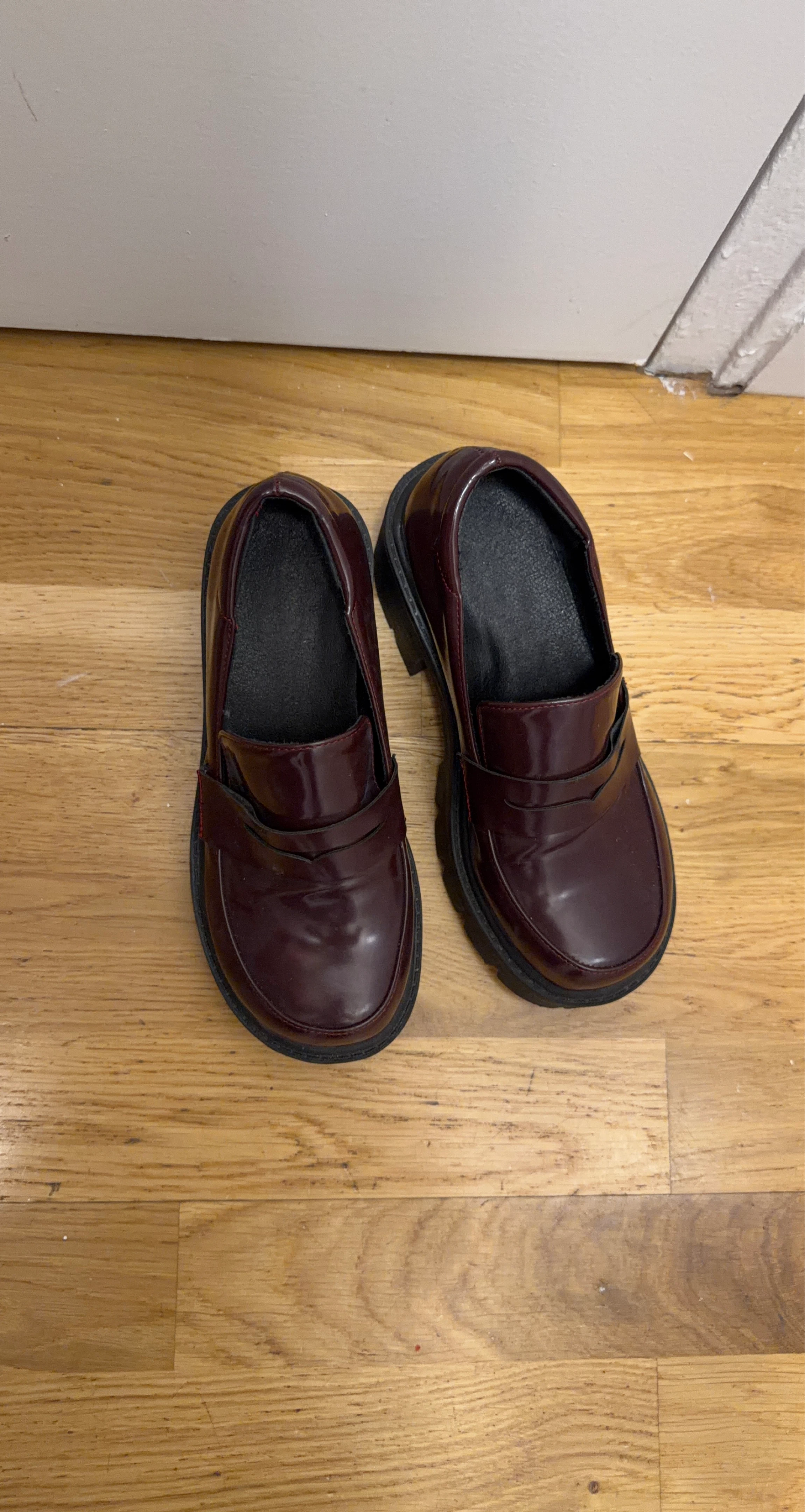 Patent Loafers - Burgundy