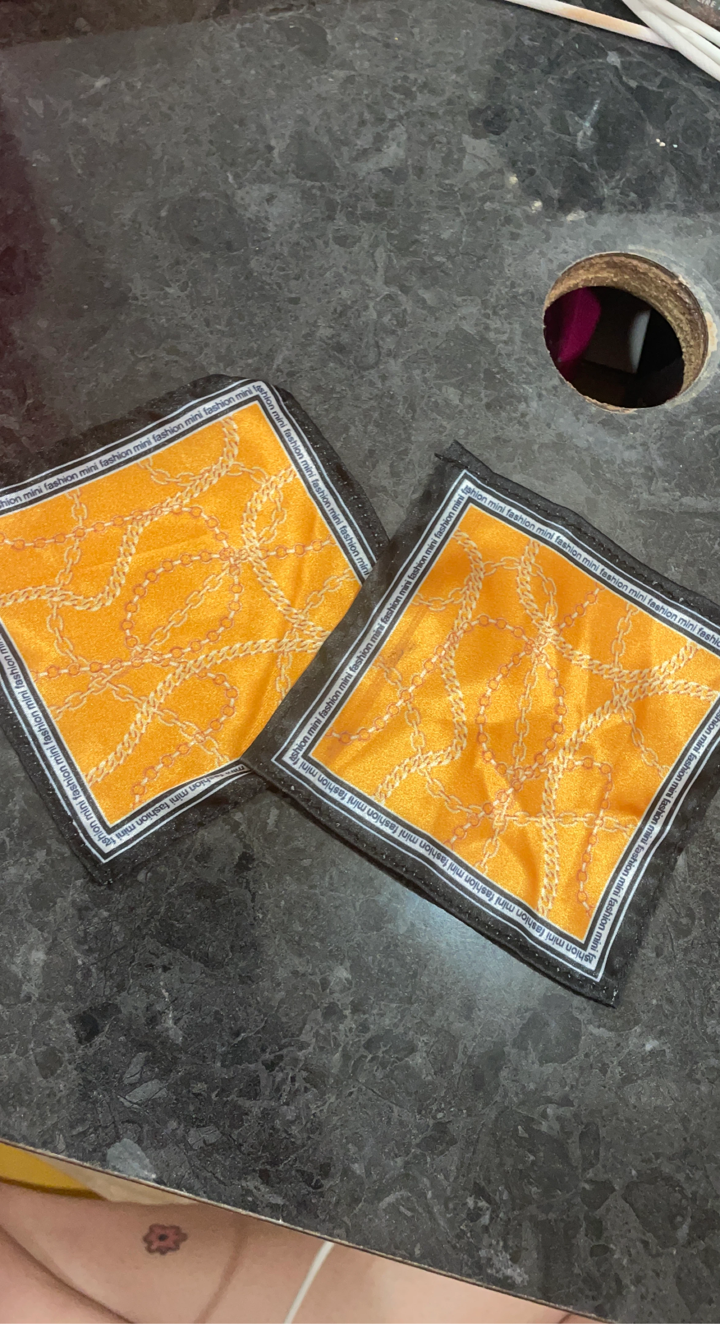 Orange Chain Print Fashion Mini Scarves (2 pcs)