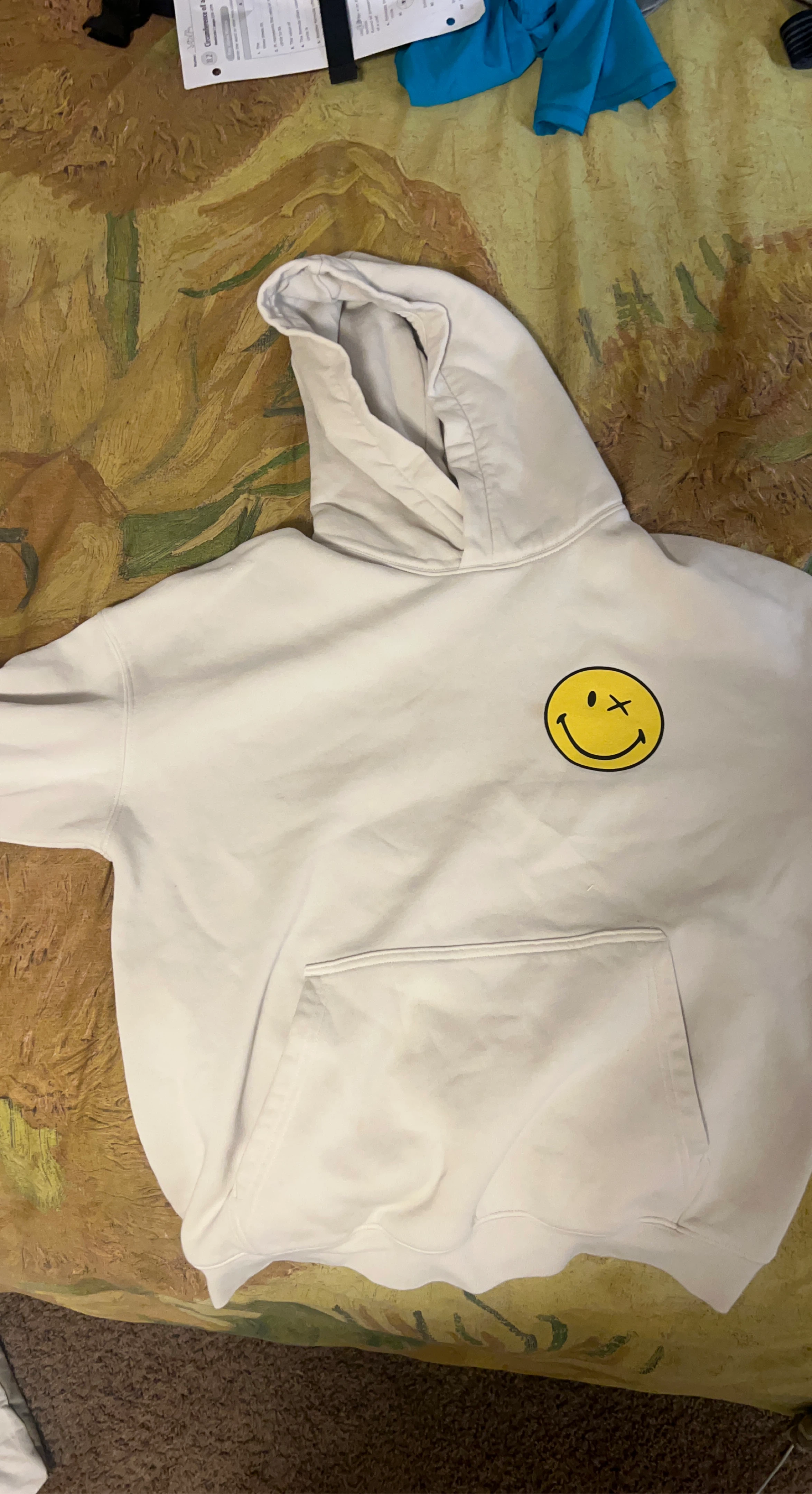 White Hoodie "Grow Your Mind" Graphic Smiley Face