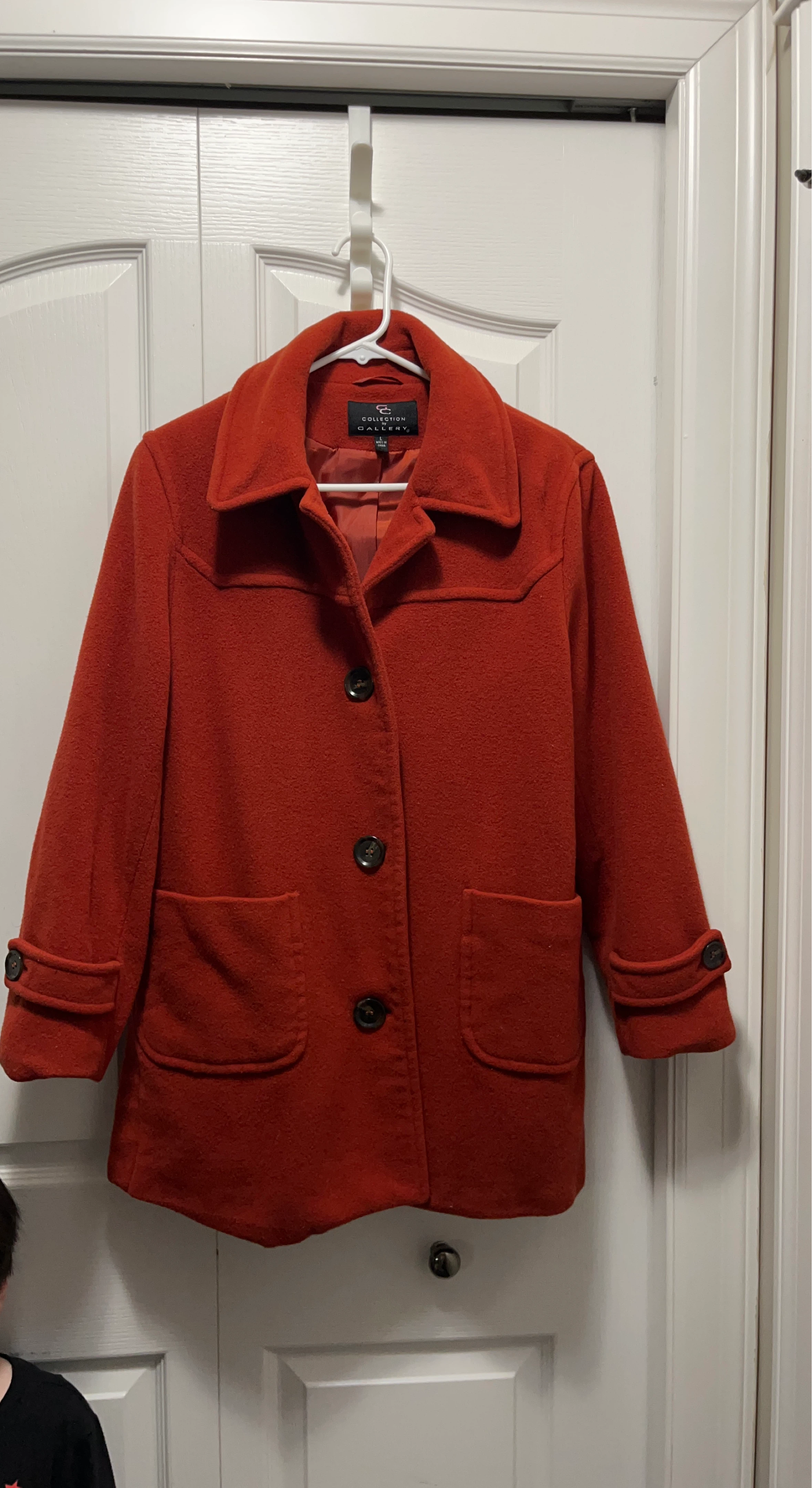 Collection by Gallery Orange Wool Blend Coat Size L