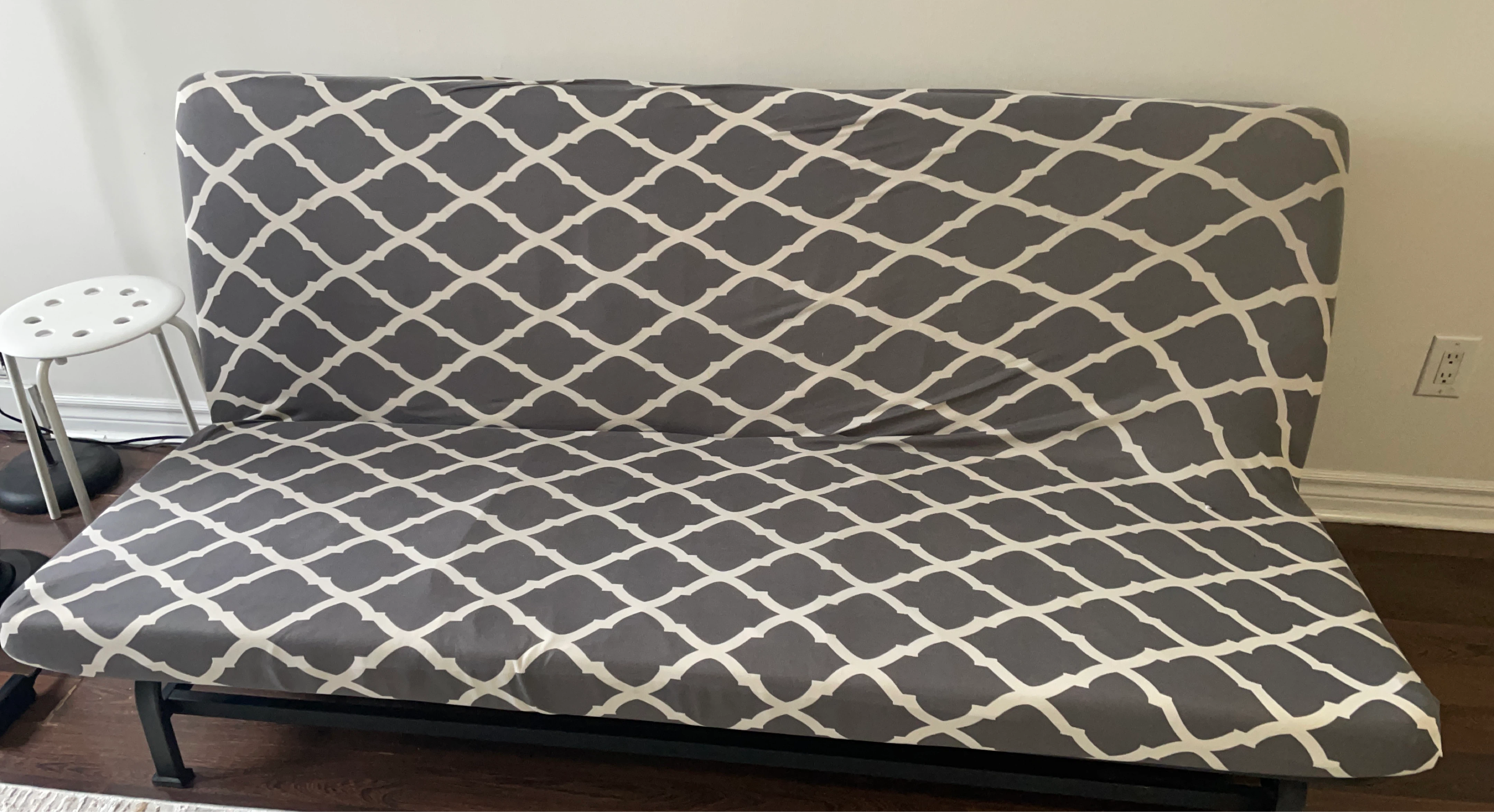 Ikea white futon (coverts to bed) with grey cover