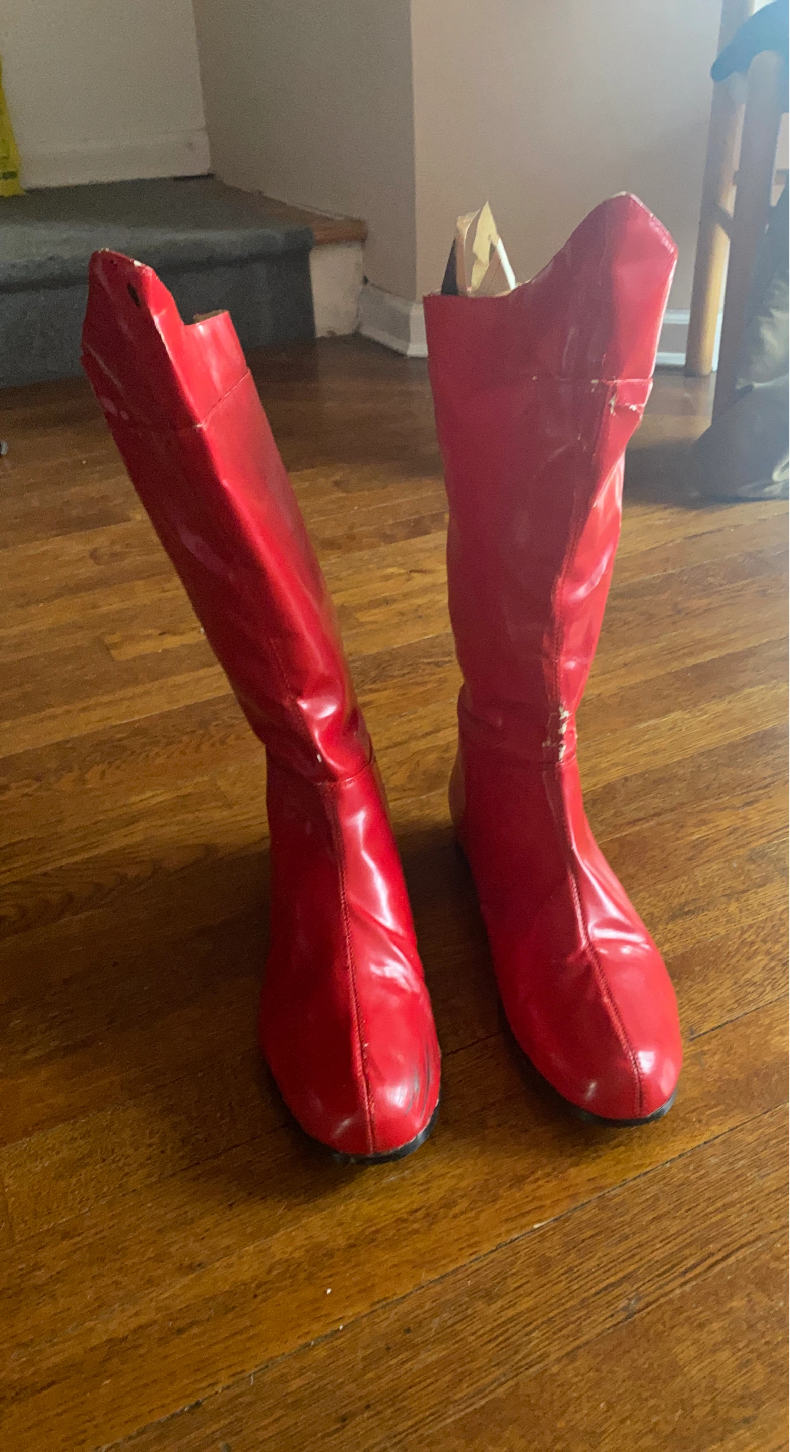 Red Knee-High Boots