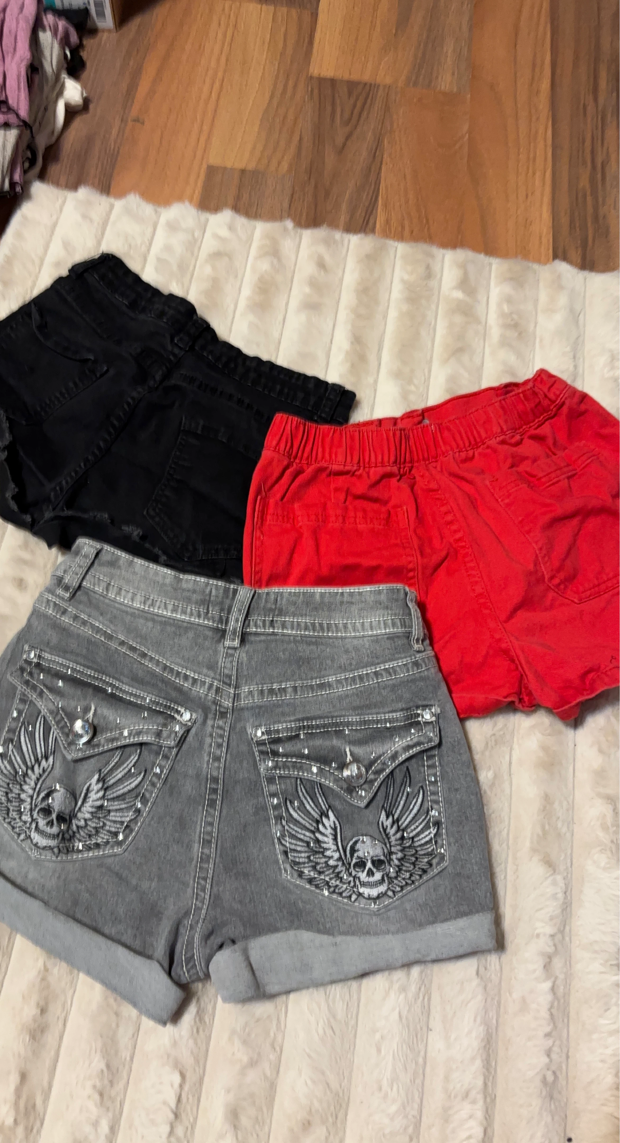 Bundle of 3 Women's Shorts - Black, Red, Grey