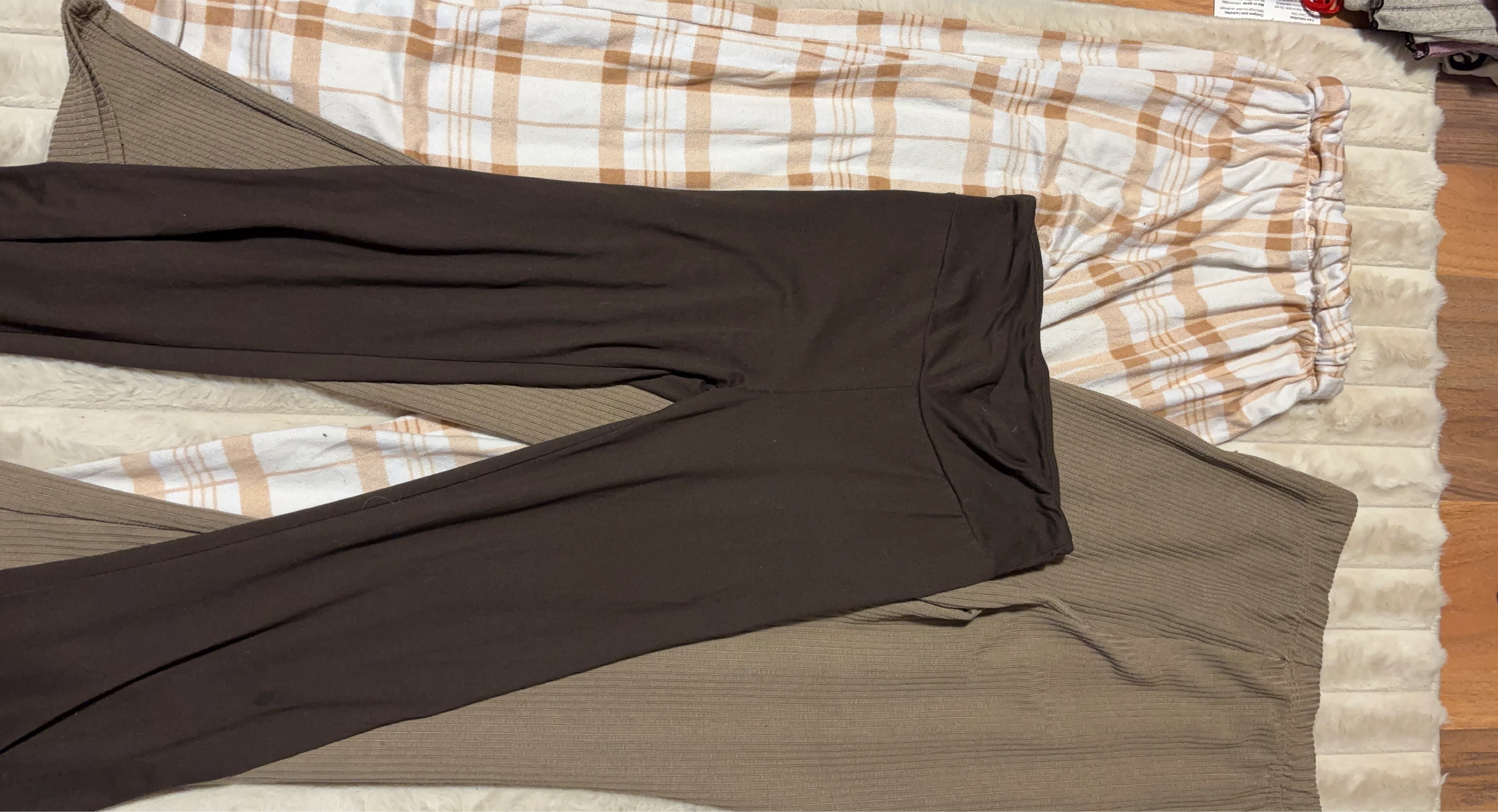 Women's Pants Bundle - Brown, Tan Ribbed, Plaid