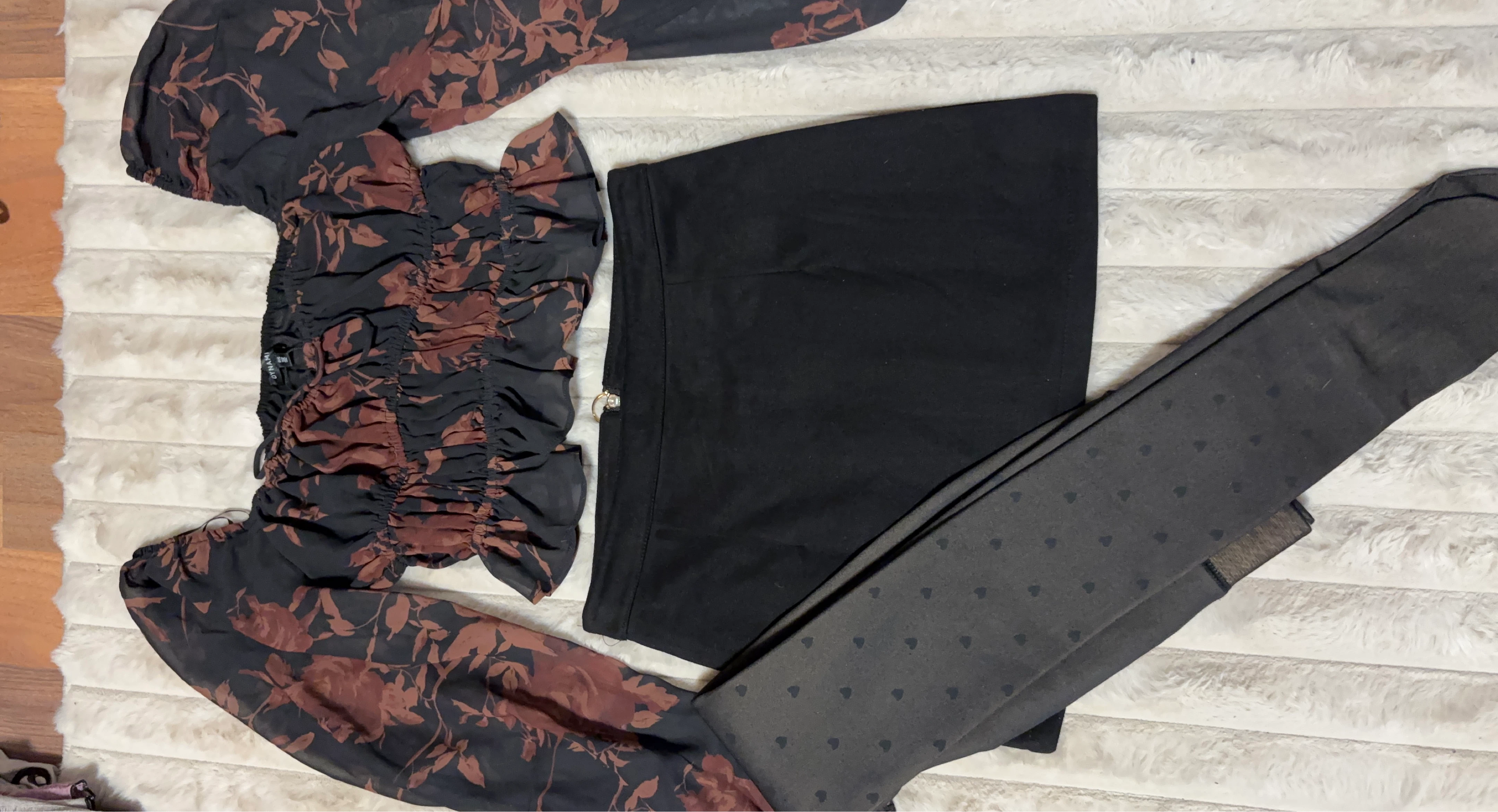 Sheer Floral Mesh Top and Lined Leggings Set