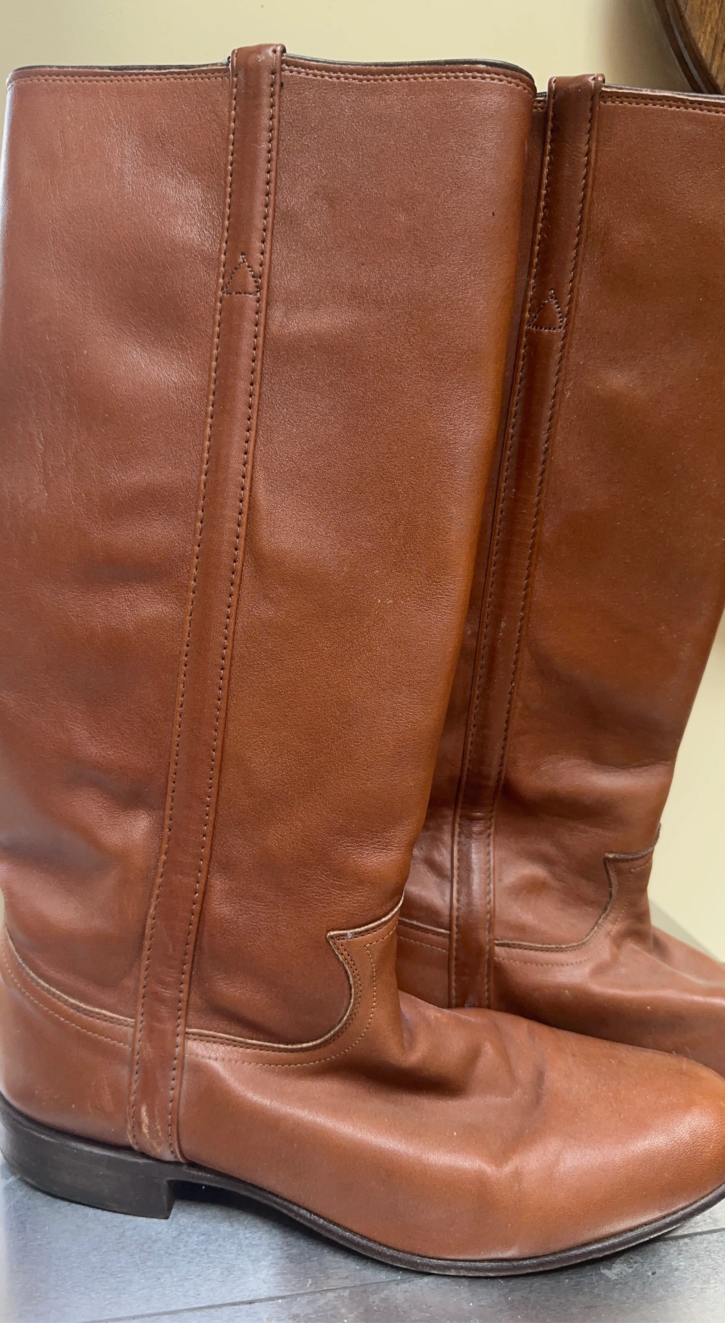 Brown Leather Knee-High Boots
