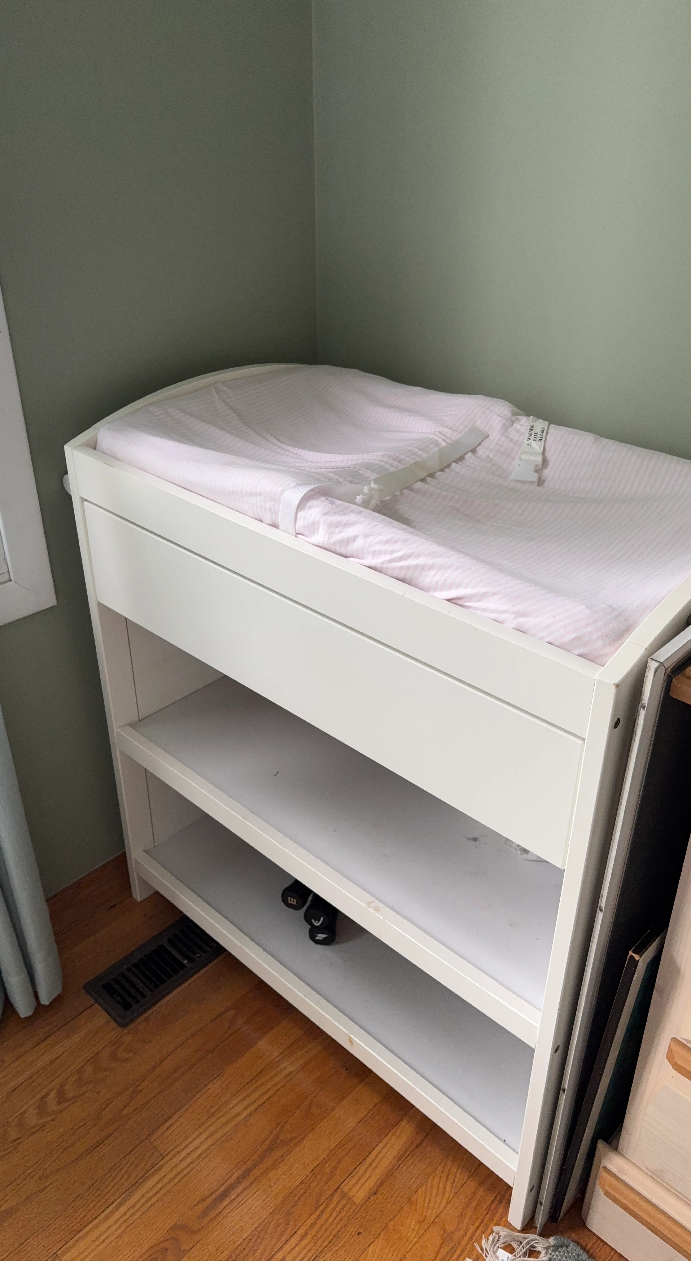 White Baby Changing Station with Shelves