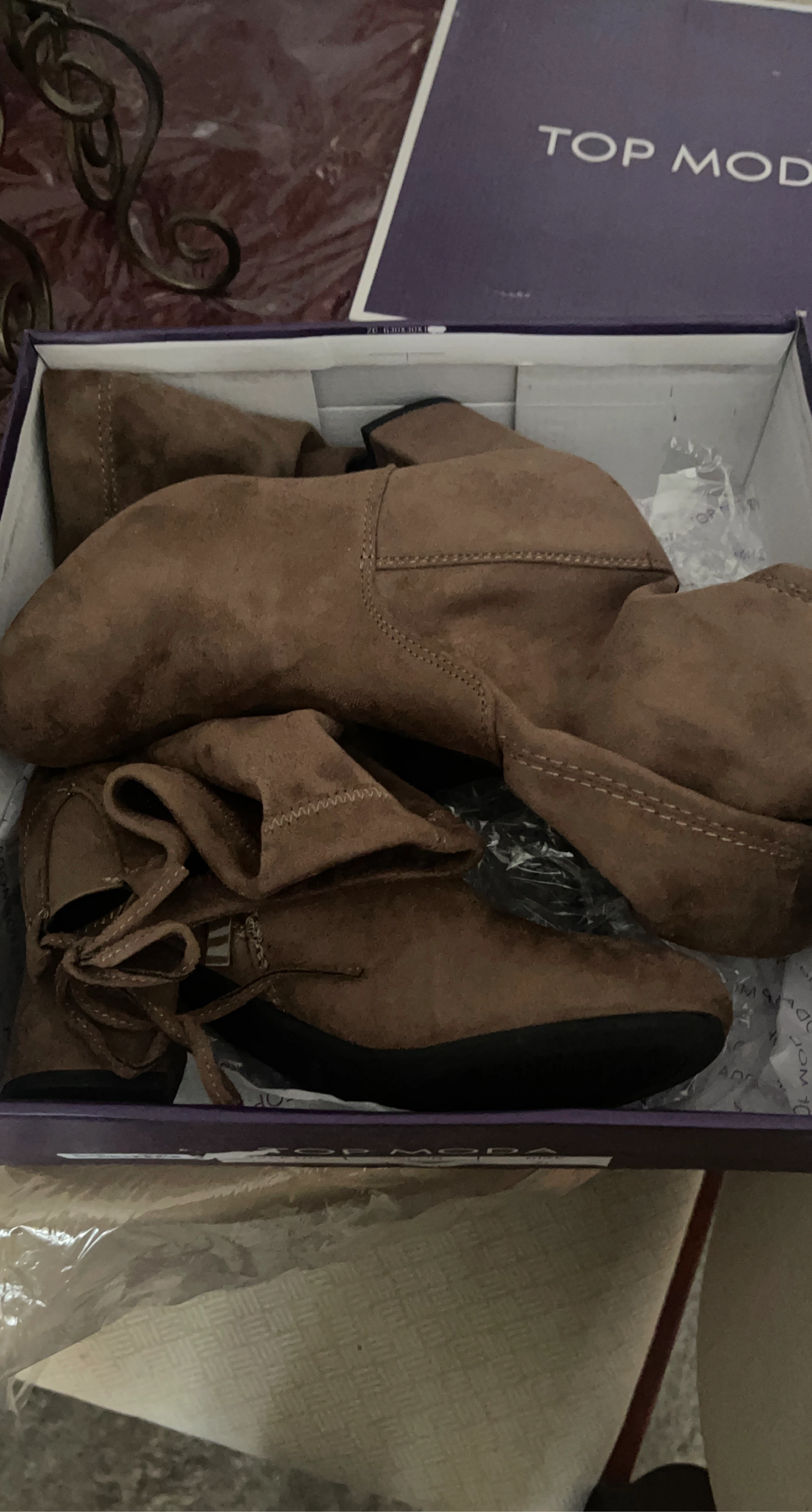 Top Moda Women's Brown Suede Ankle Boots