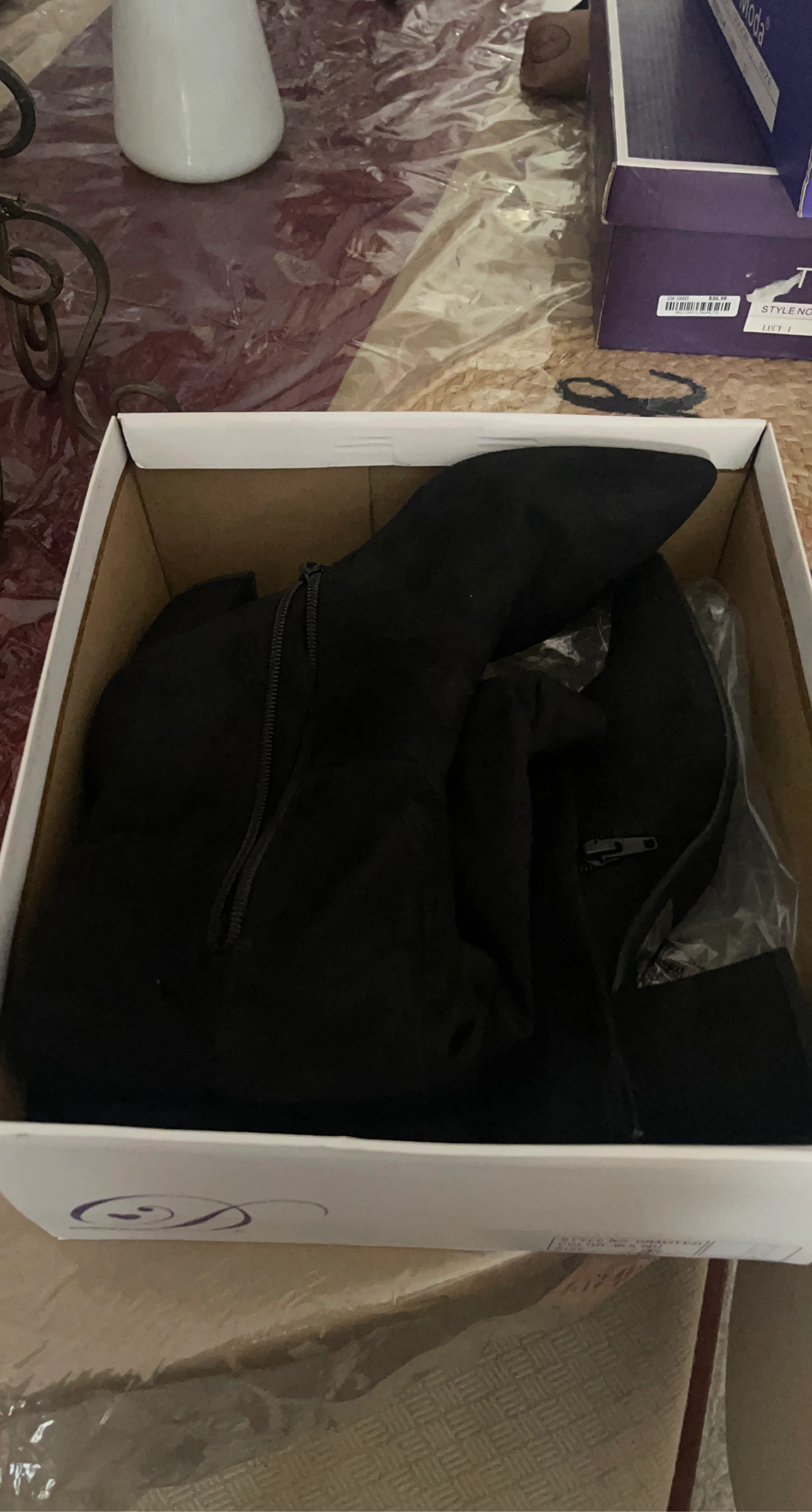 Black Suede Knee-High Boots
