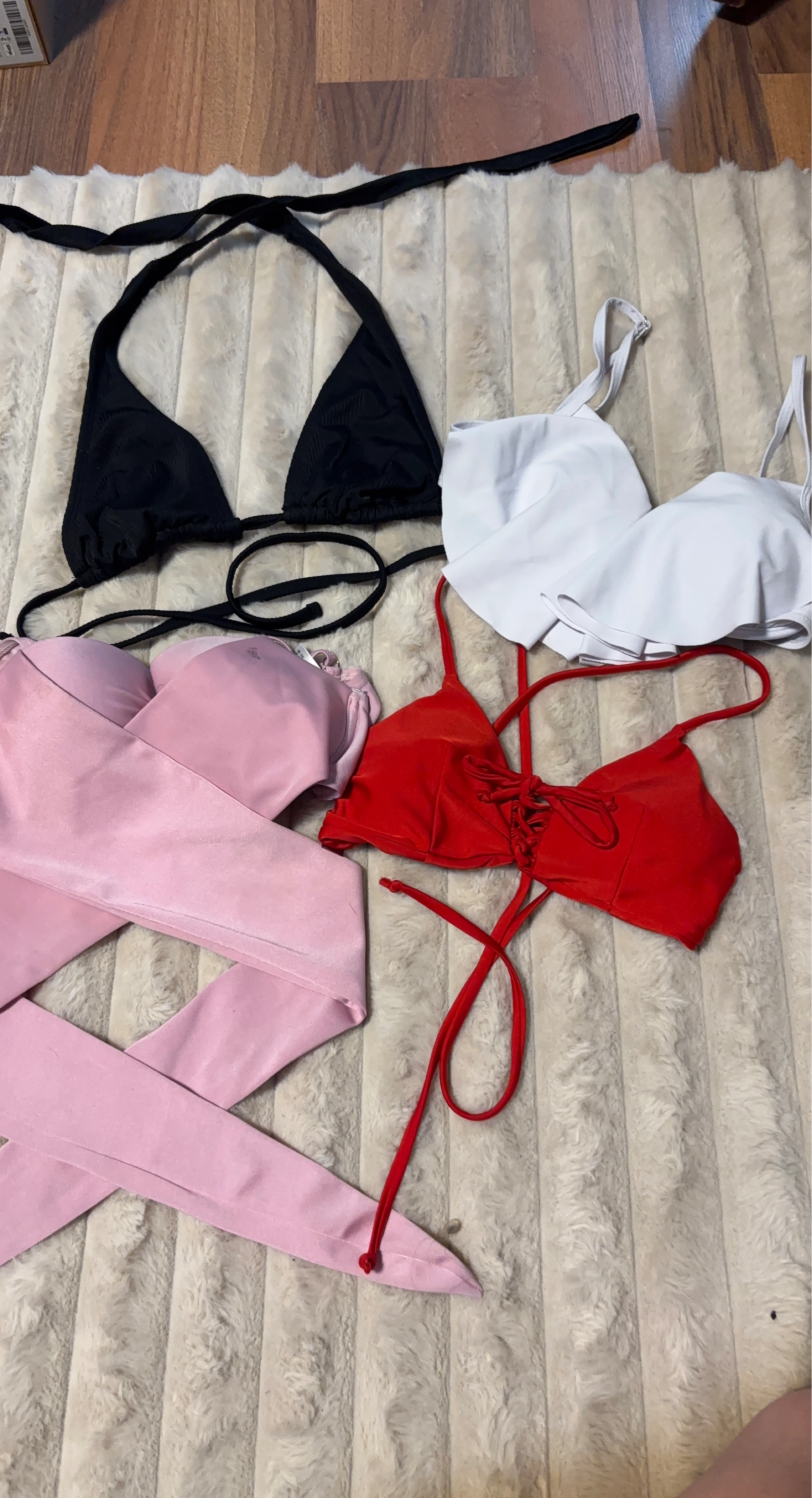 Assorted Bikini Tops - Black, White, Red, and Pink