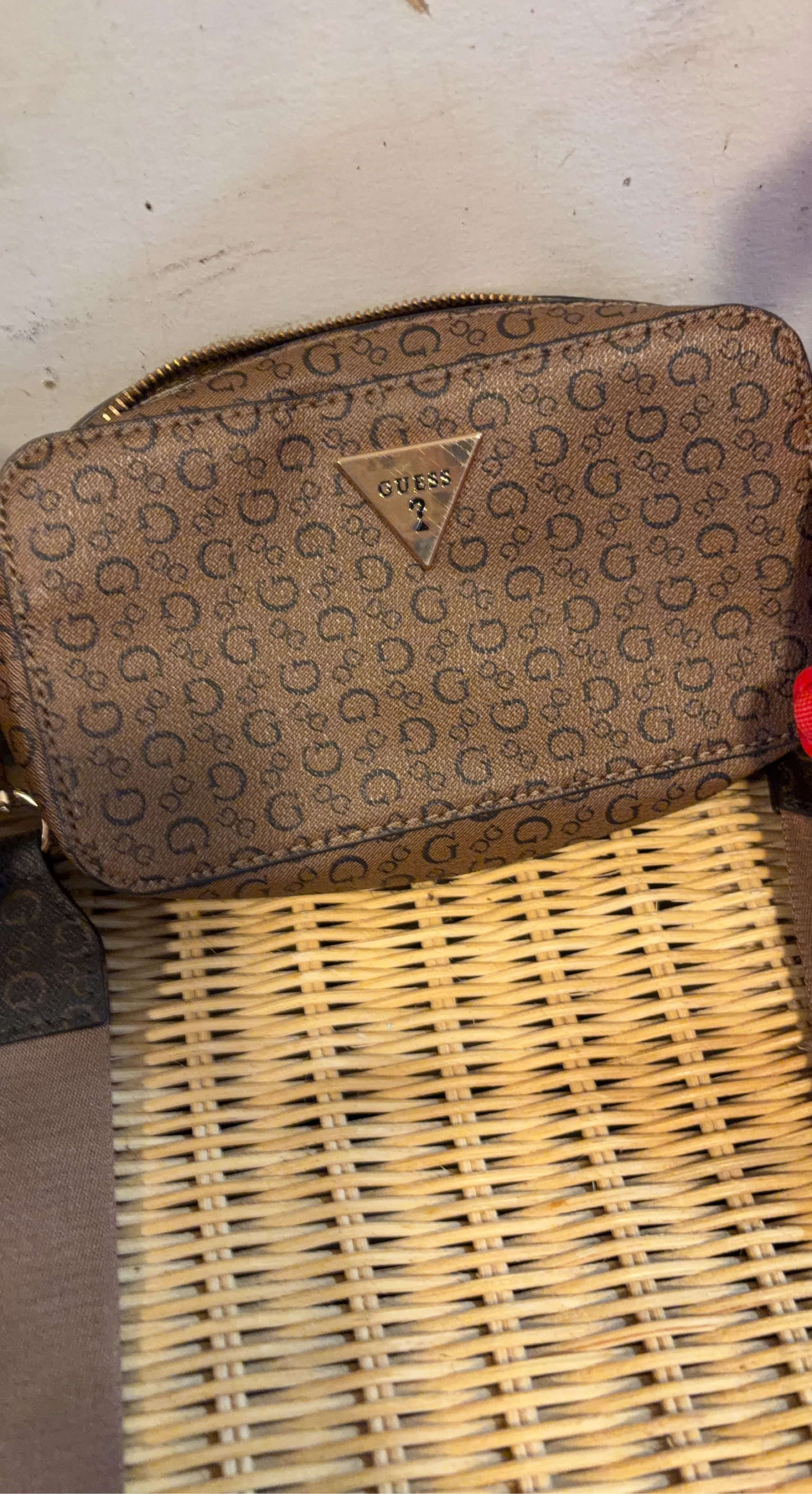 Guess Monogrammed Brown Shoulder Bag