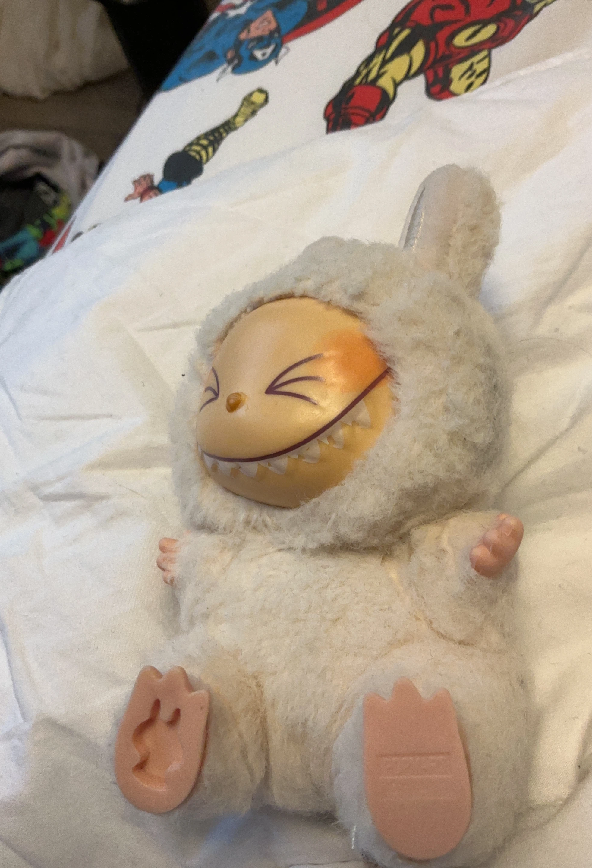 Fluffy Plush Toy with Pink Feet