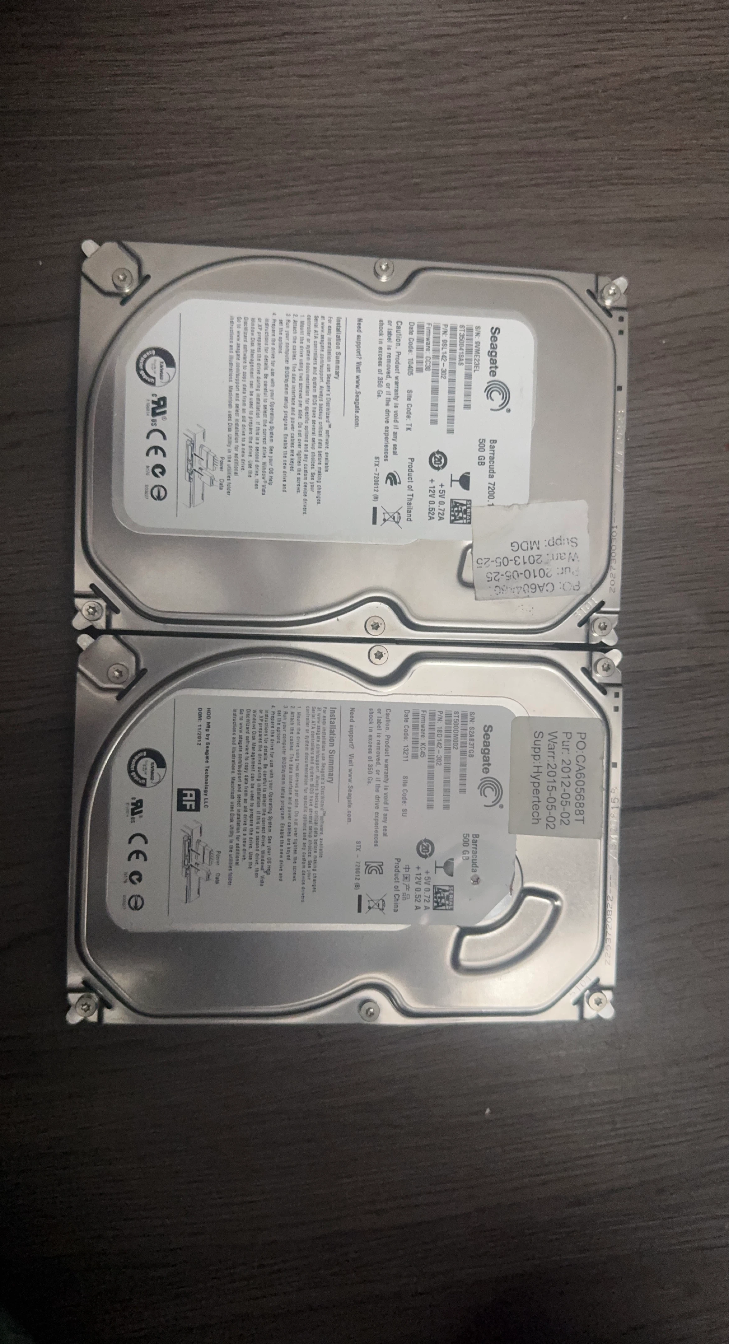 Seagate Barracuda 7200.1 Hard Drives (2x 500 GB)