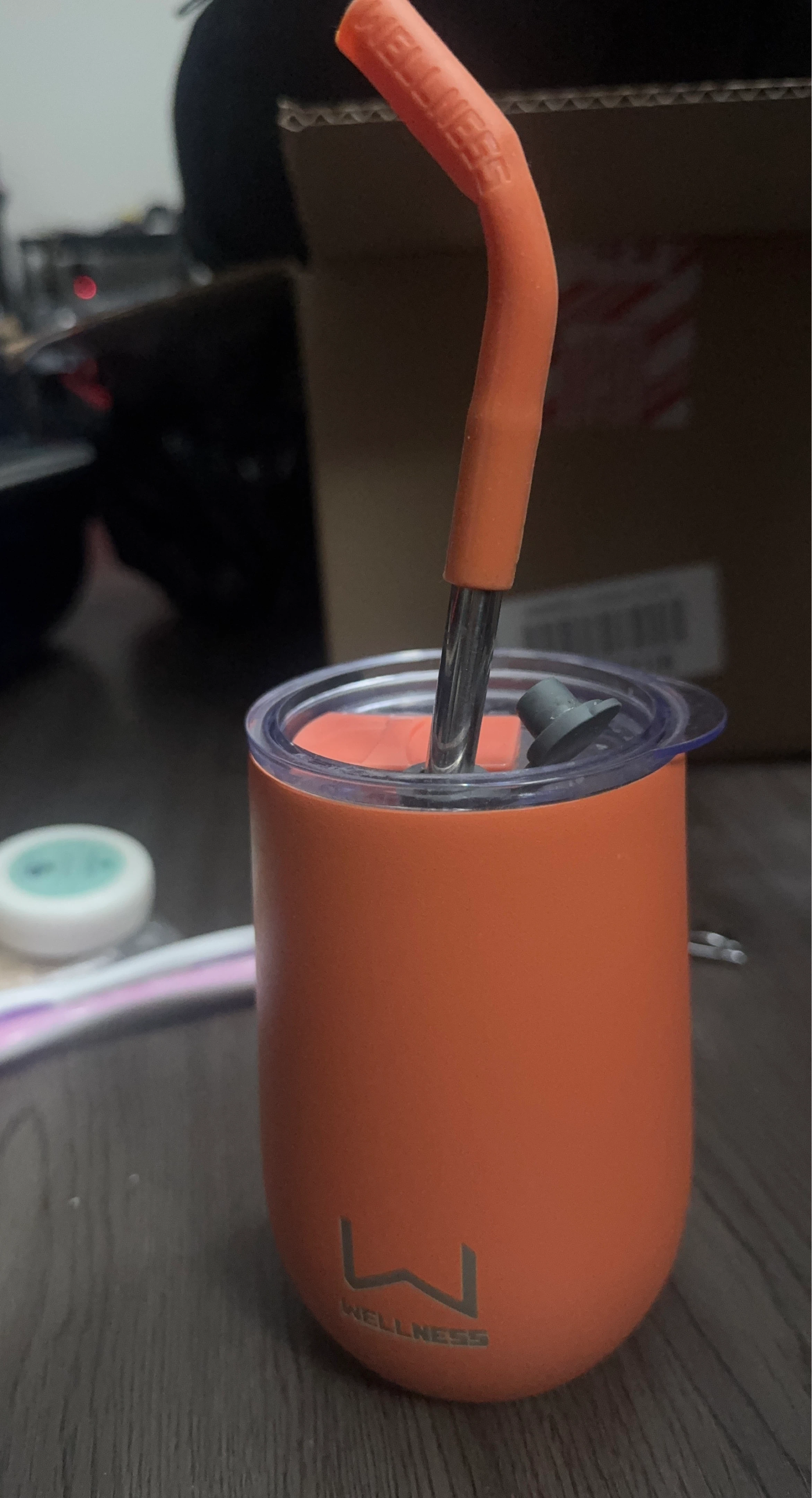 Orange Wellness Tumbler with Straw
