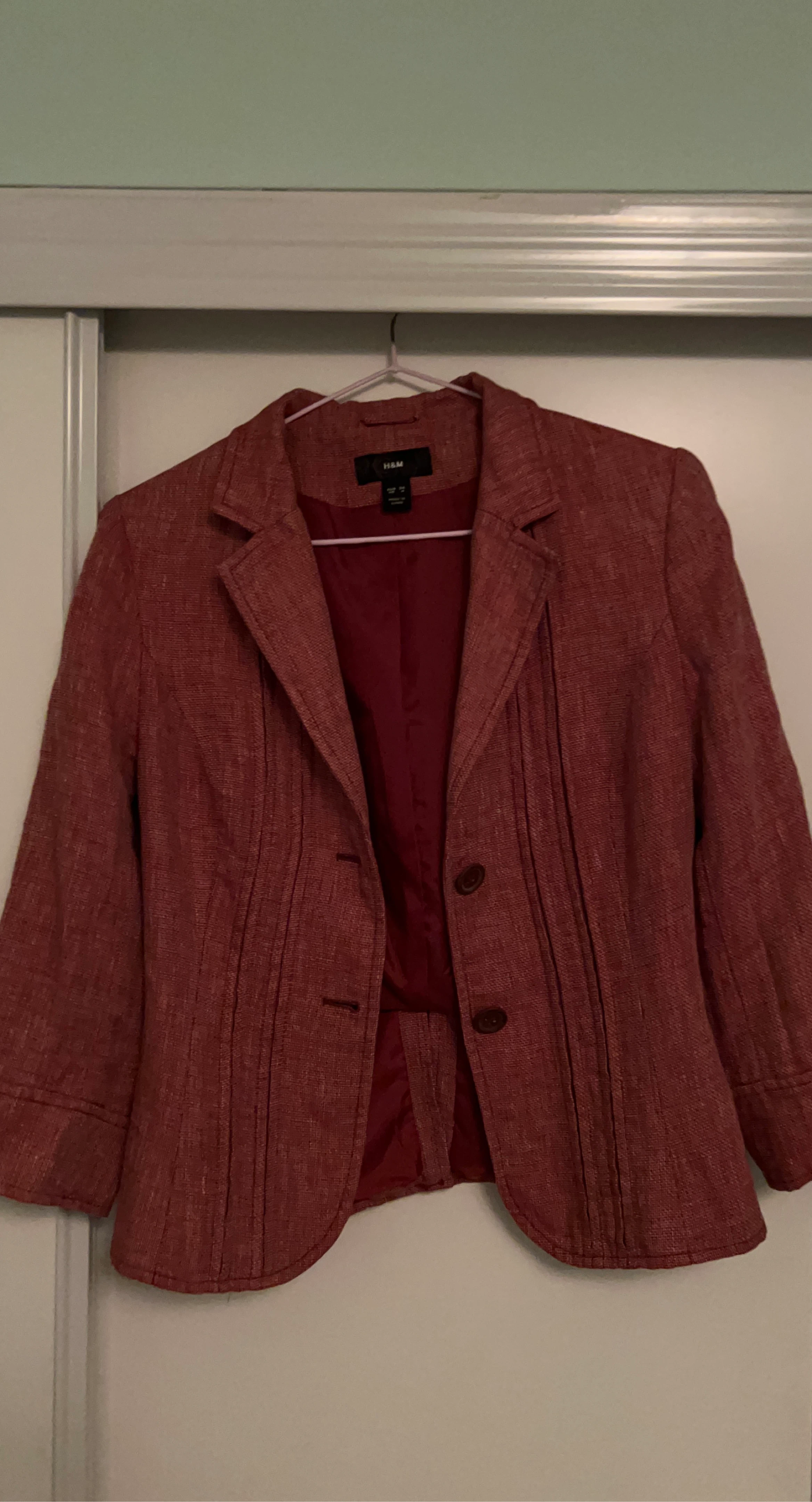 H&M Red Linen Blend Blazer Size 12