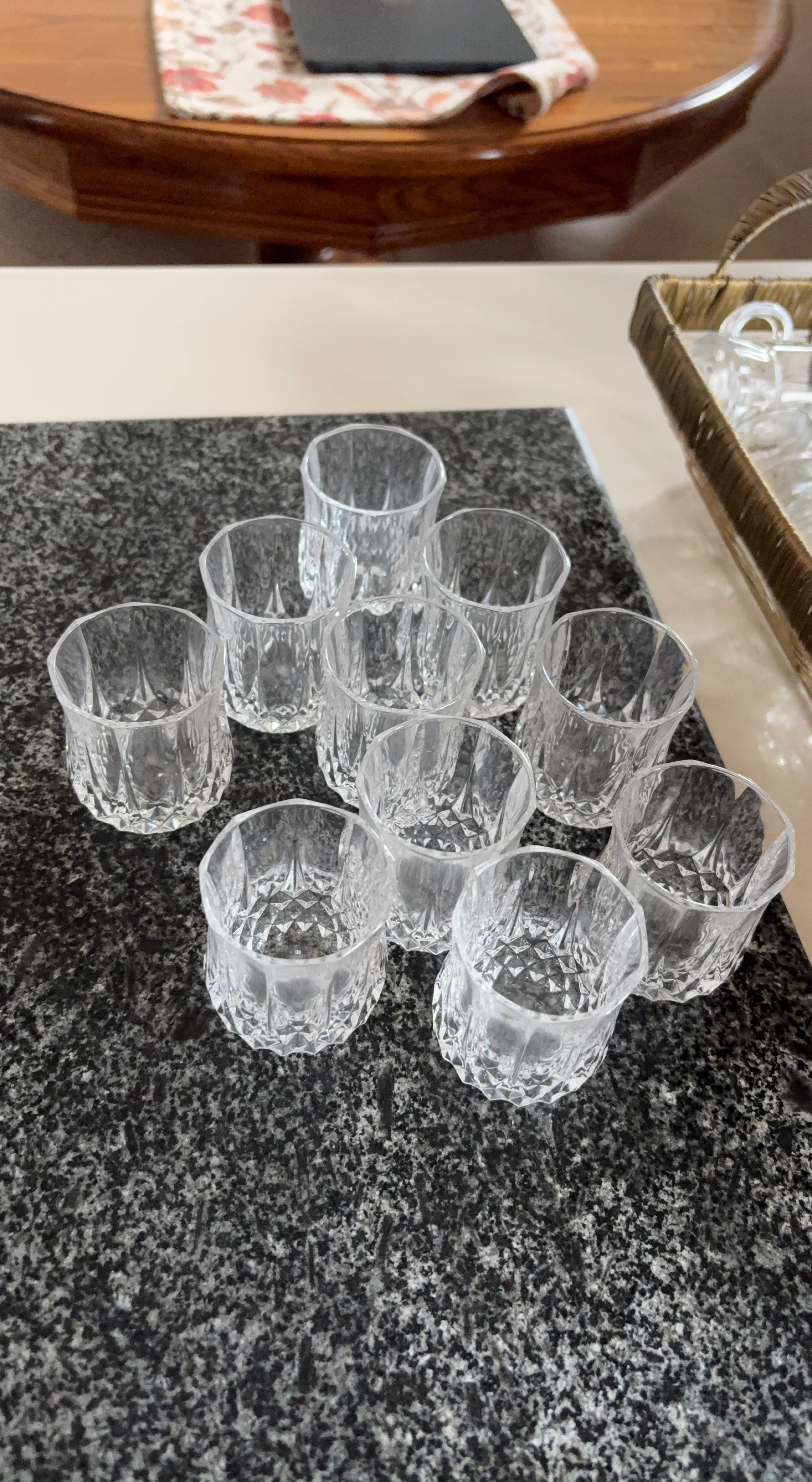 Set of 9 Clear Glass Shot Glasses