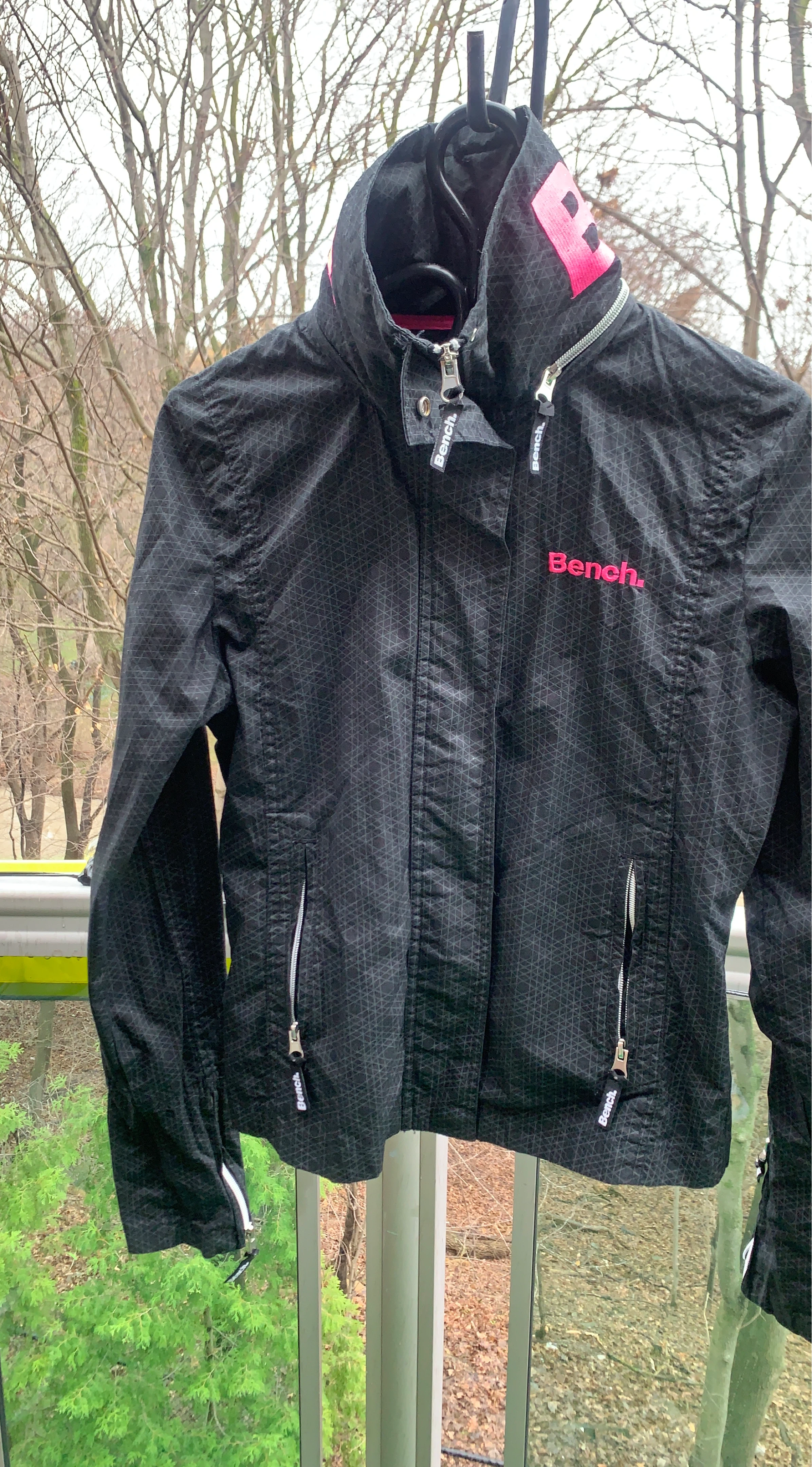 Bench Black Jacket with Pink Logo - Size M