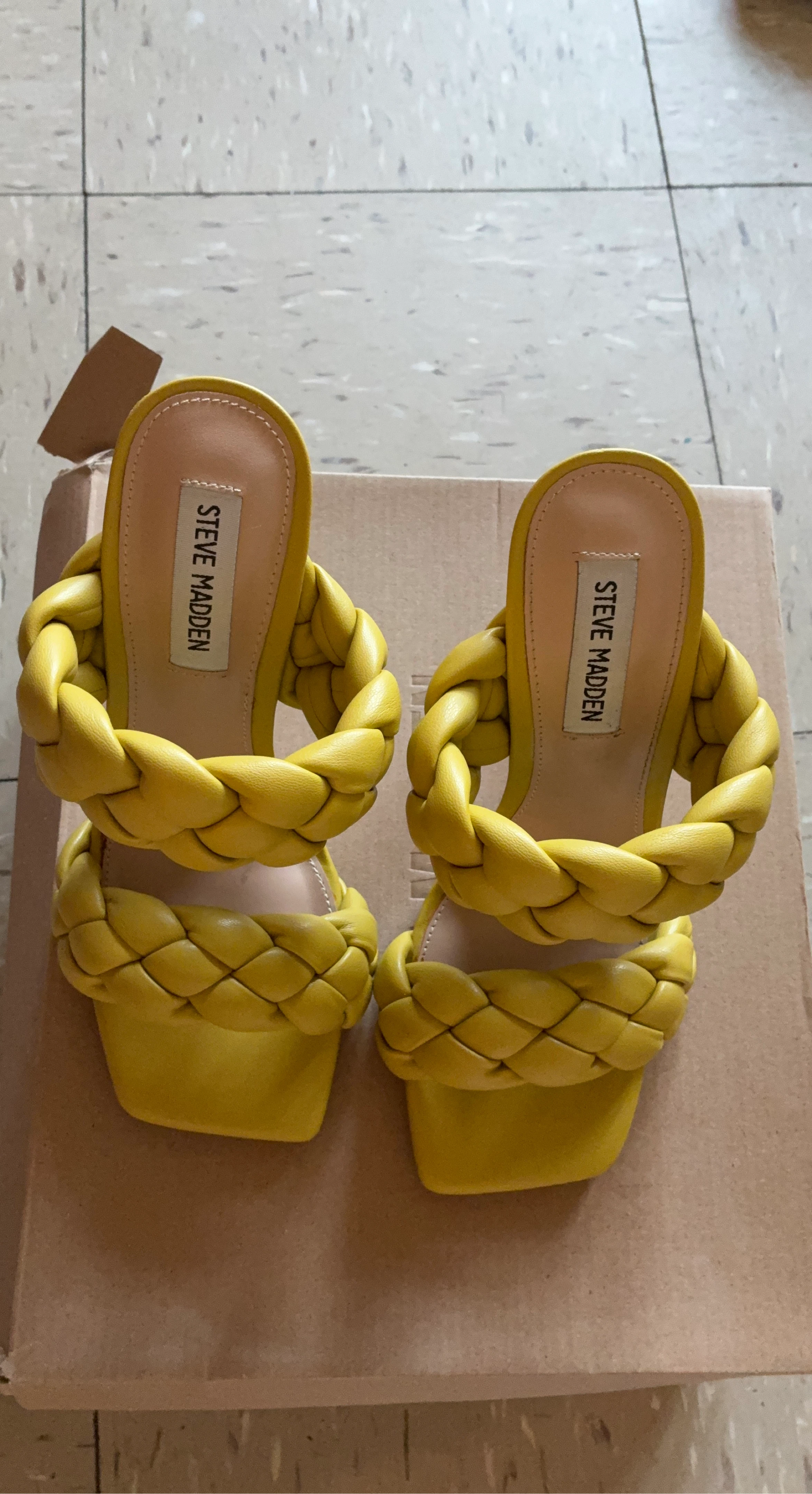 Steve Madden Yellow Braided Slip-On Sandals